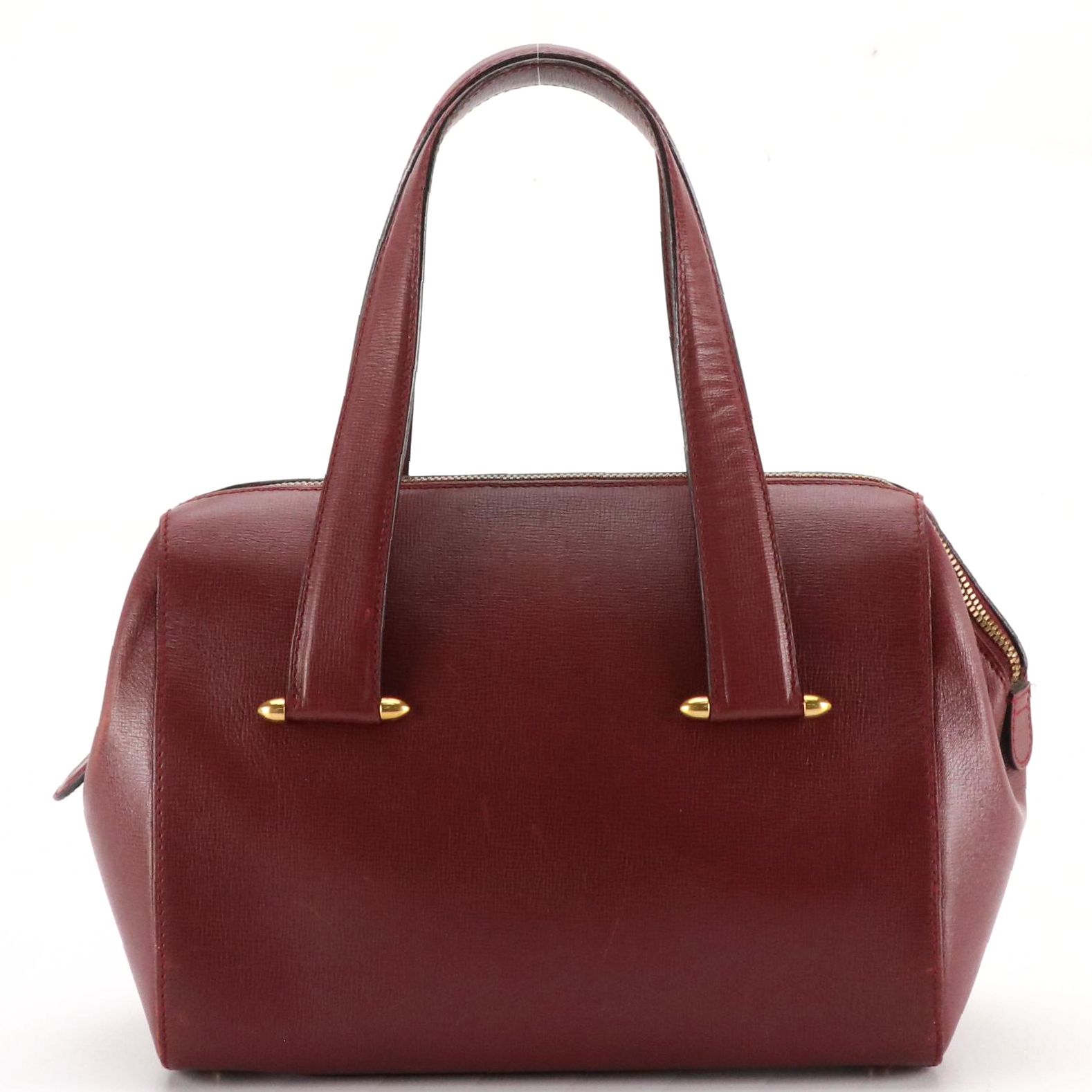 Cartier Burgundy Textured Leather Boston Bag