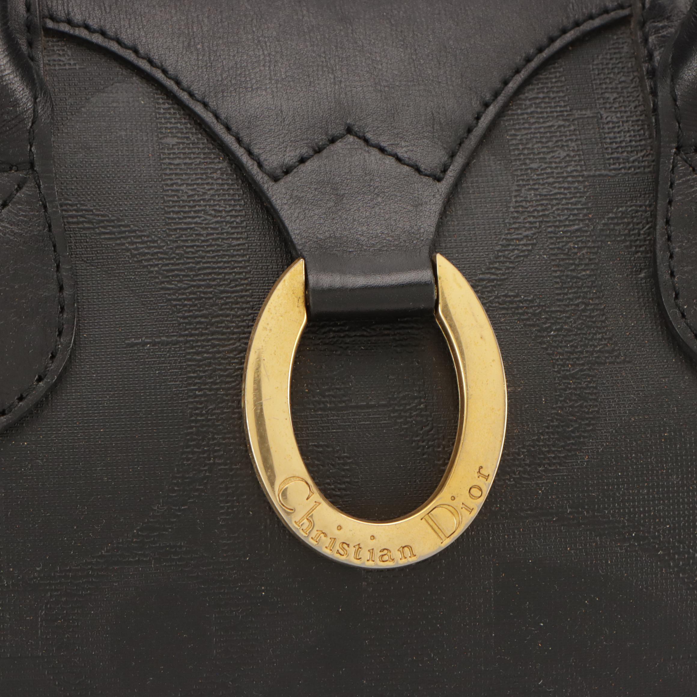 Christian Dior Vintage Trotter Coated Canvas and Leather Boston Bag