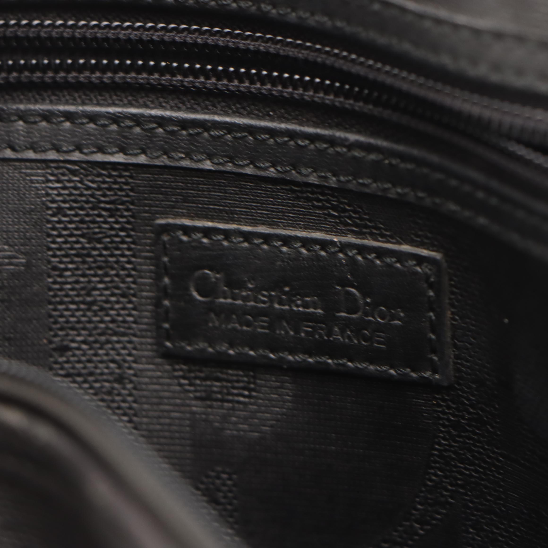 Christian Dior Vintage Trotter Coated Canvas and Leather Boston Bag