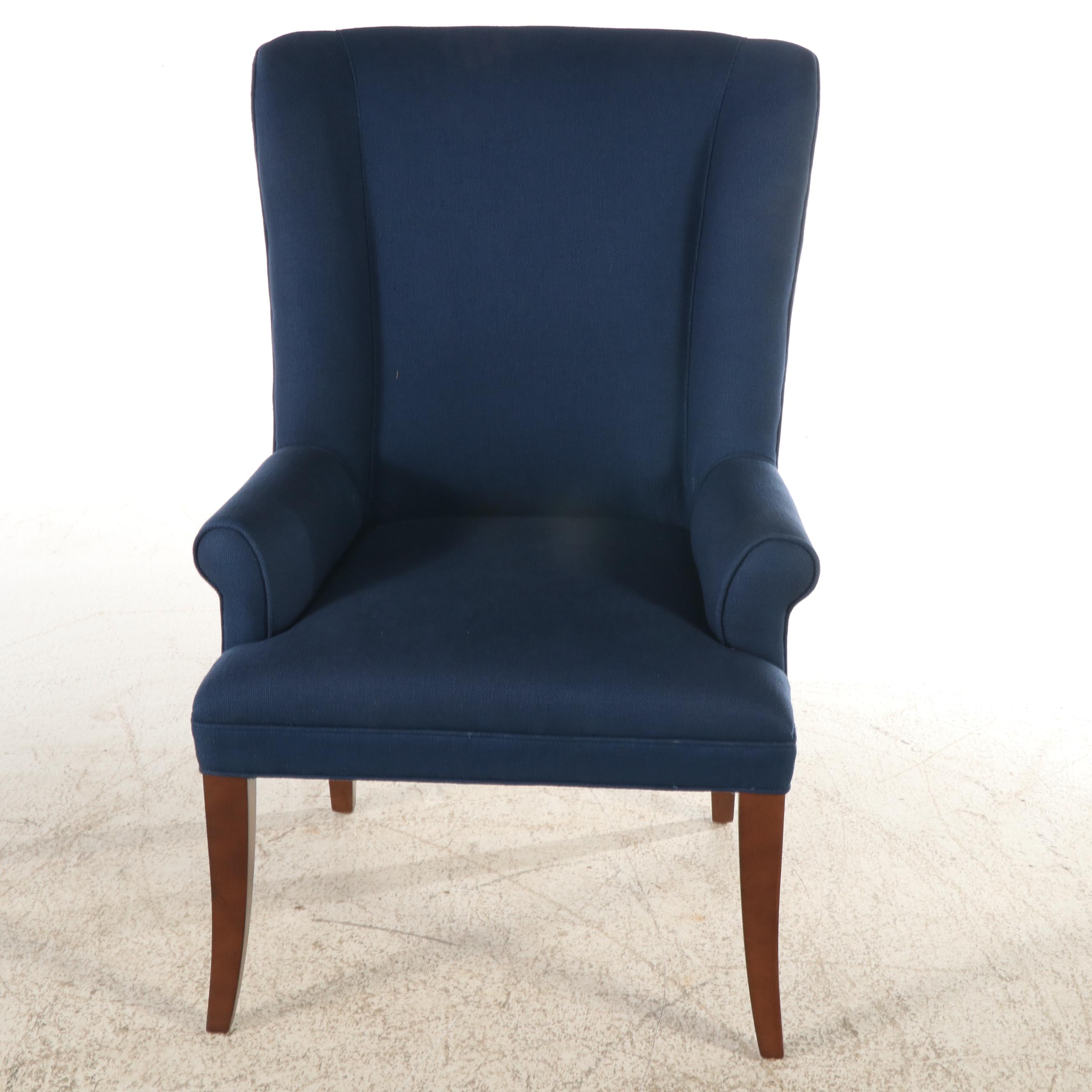 Williams-Sonoma Blue Chenille Upholstered Wingback Armchair