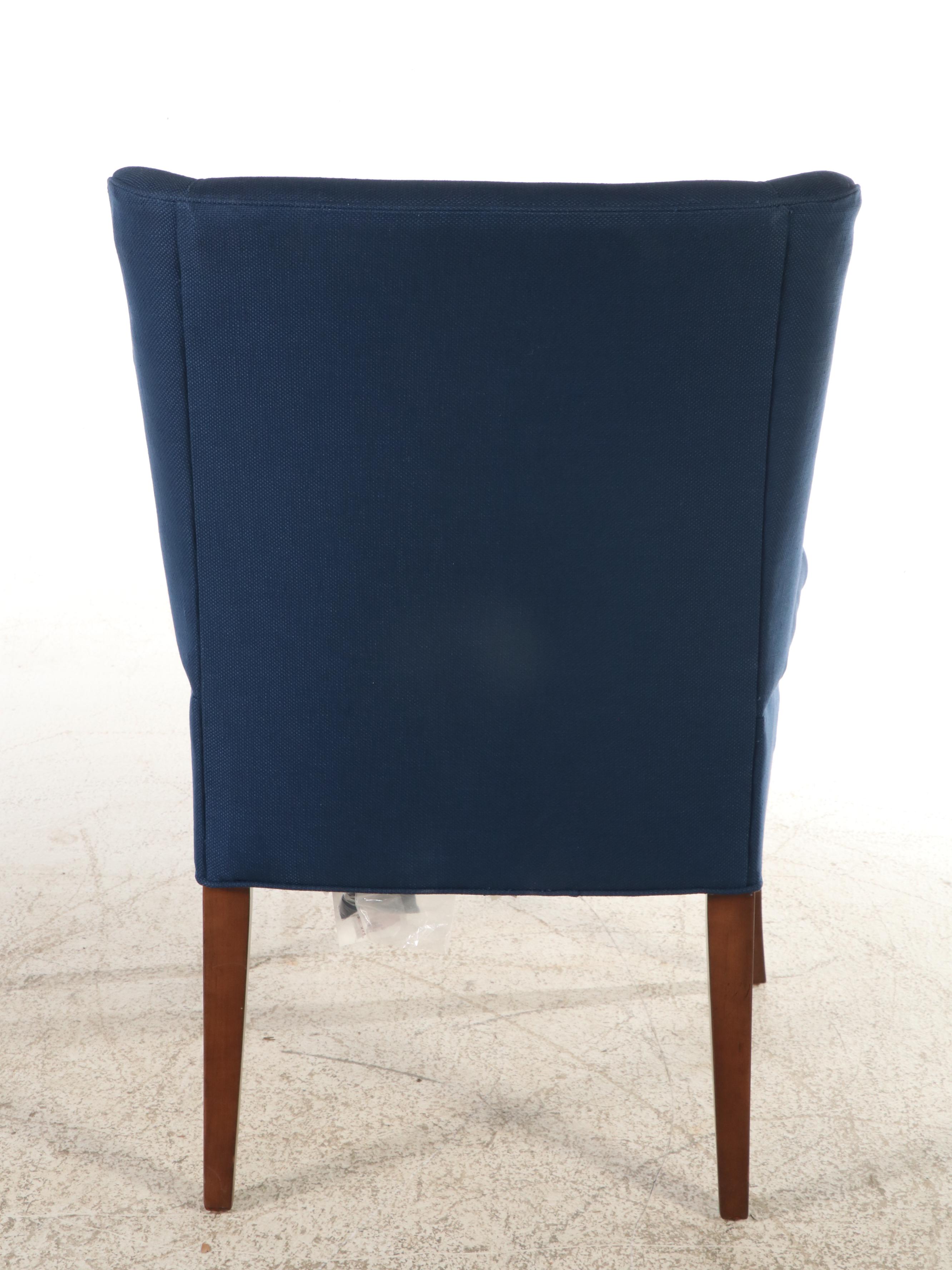 Williams-Sonoma Blue Chenille Upholstered Wingback Armchair