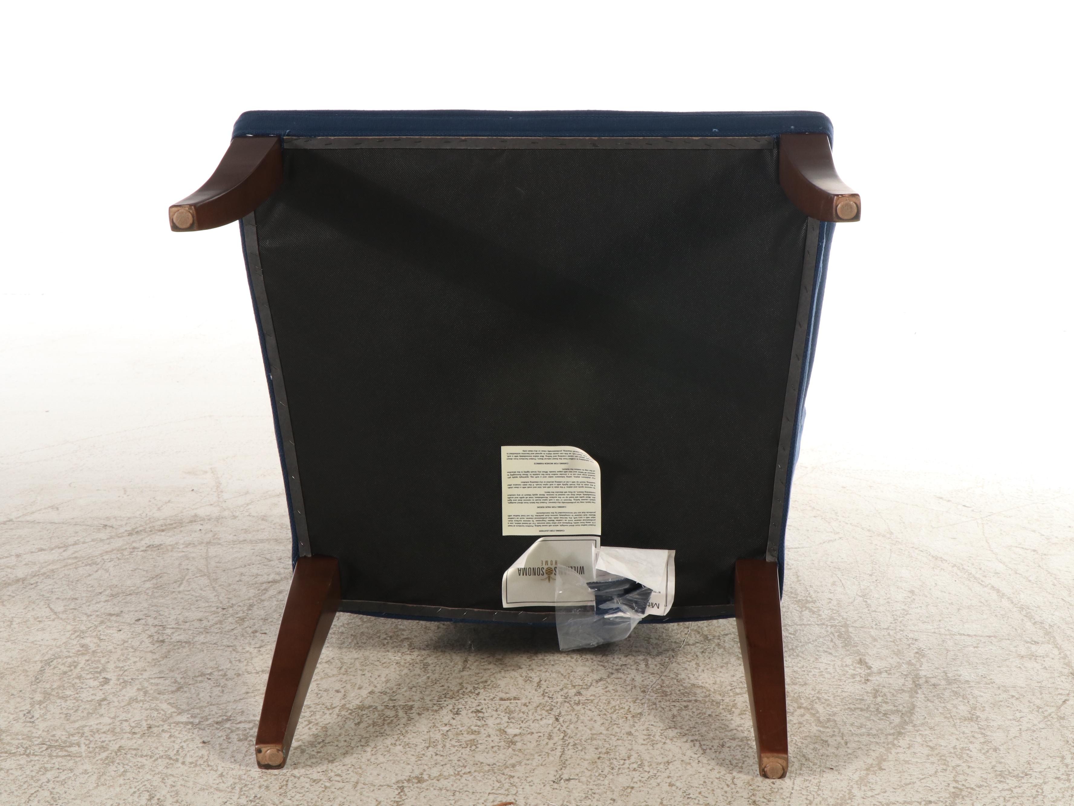 Williams-Sonoma Blue Chenille Upholstered Wingback Armchair