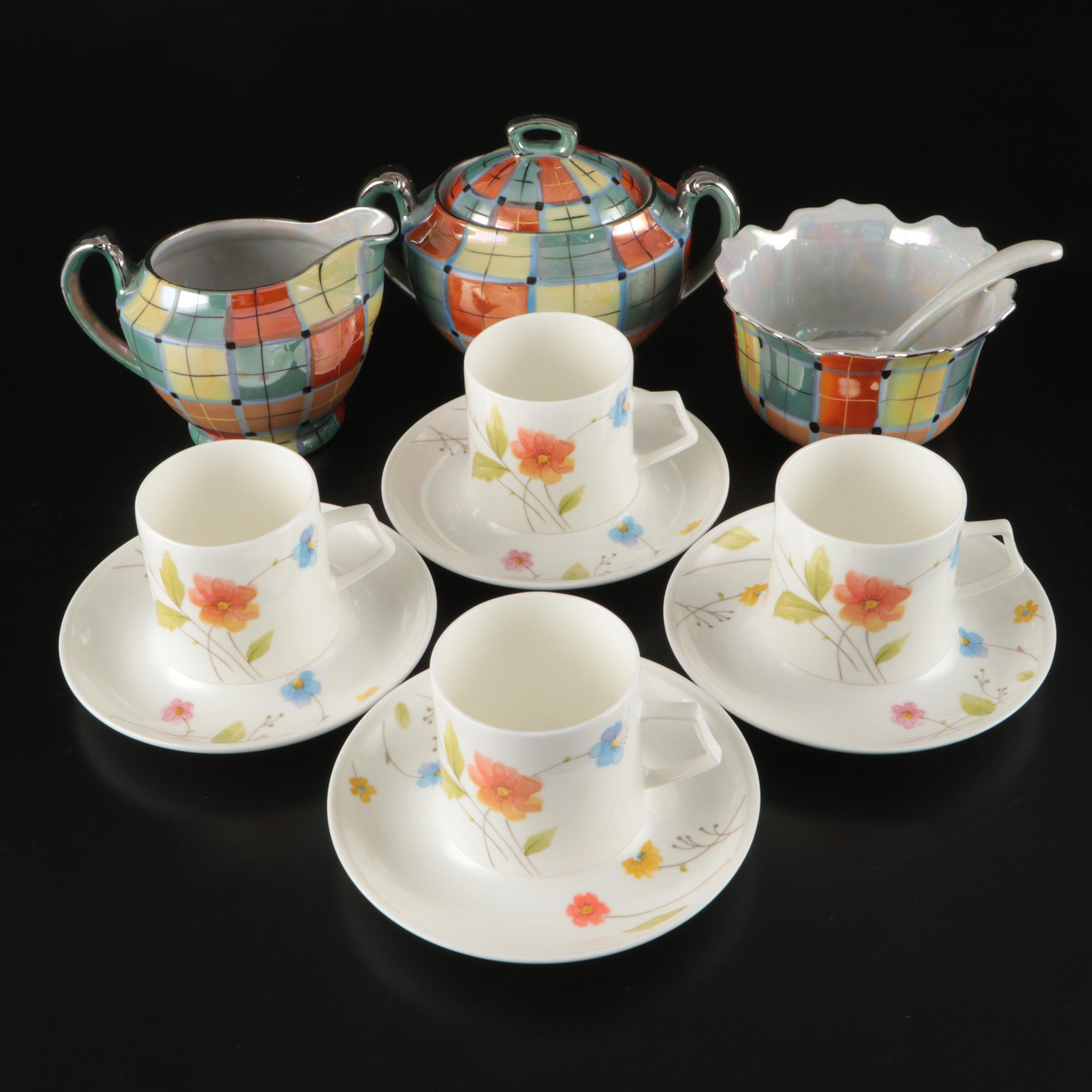 Mikasa "Just Flowers" and Chikusa "Gold Castle" Porcelain Teaware