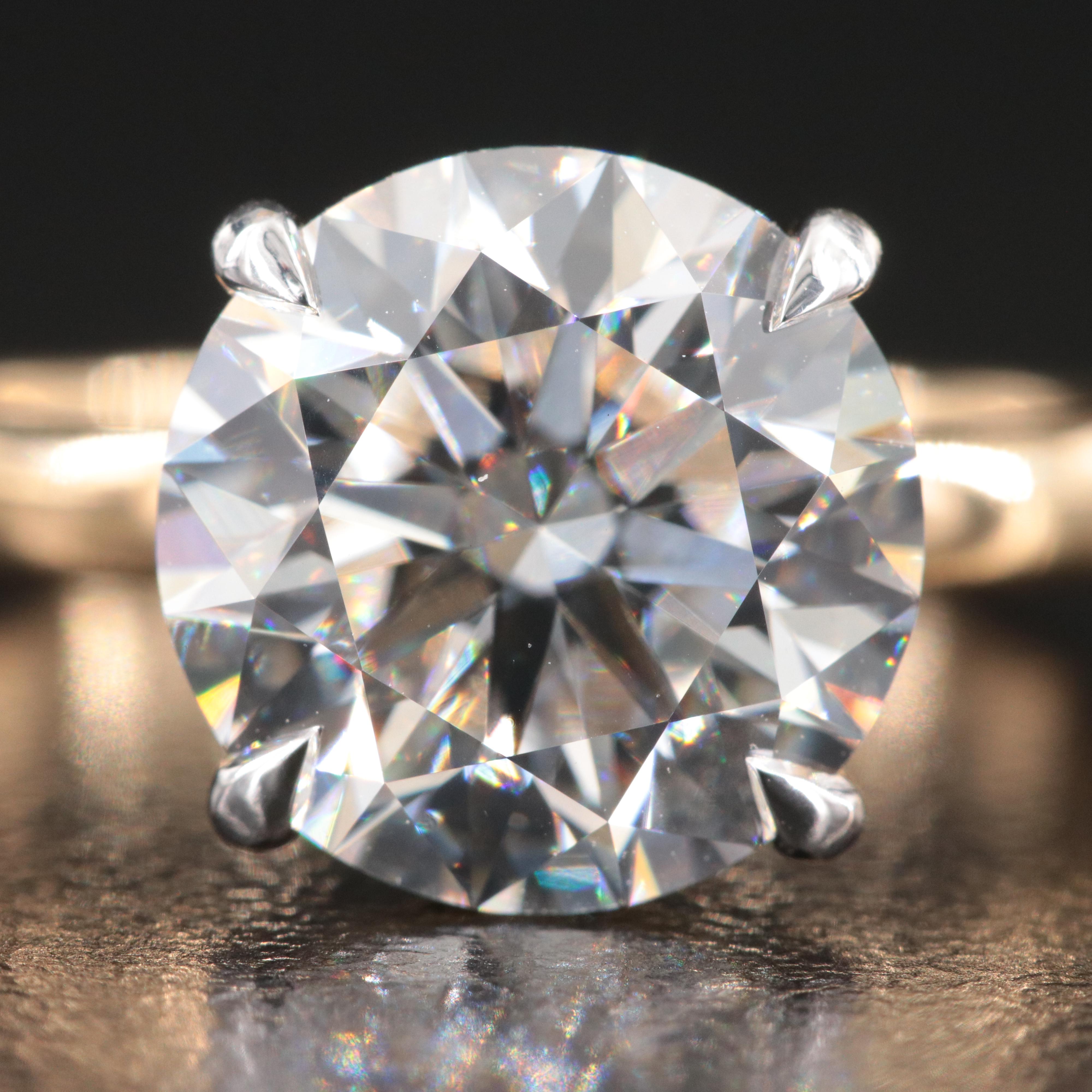 18K 4.09 CT Lab Grown Diamond Solitaire Ring with IGI Report