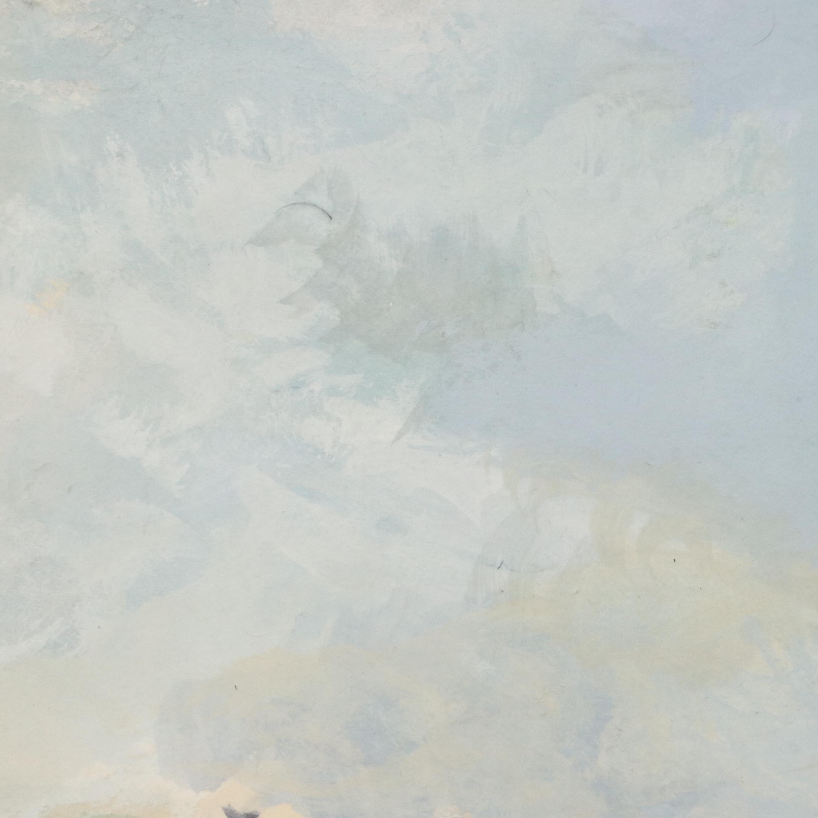 Anthony Loschiavo Watercolor Painting of Landscape with Church, 1991