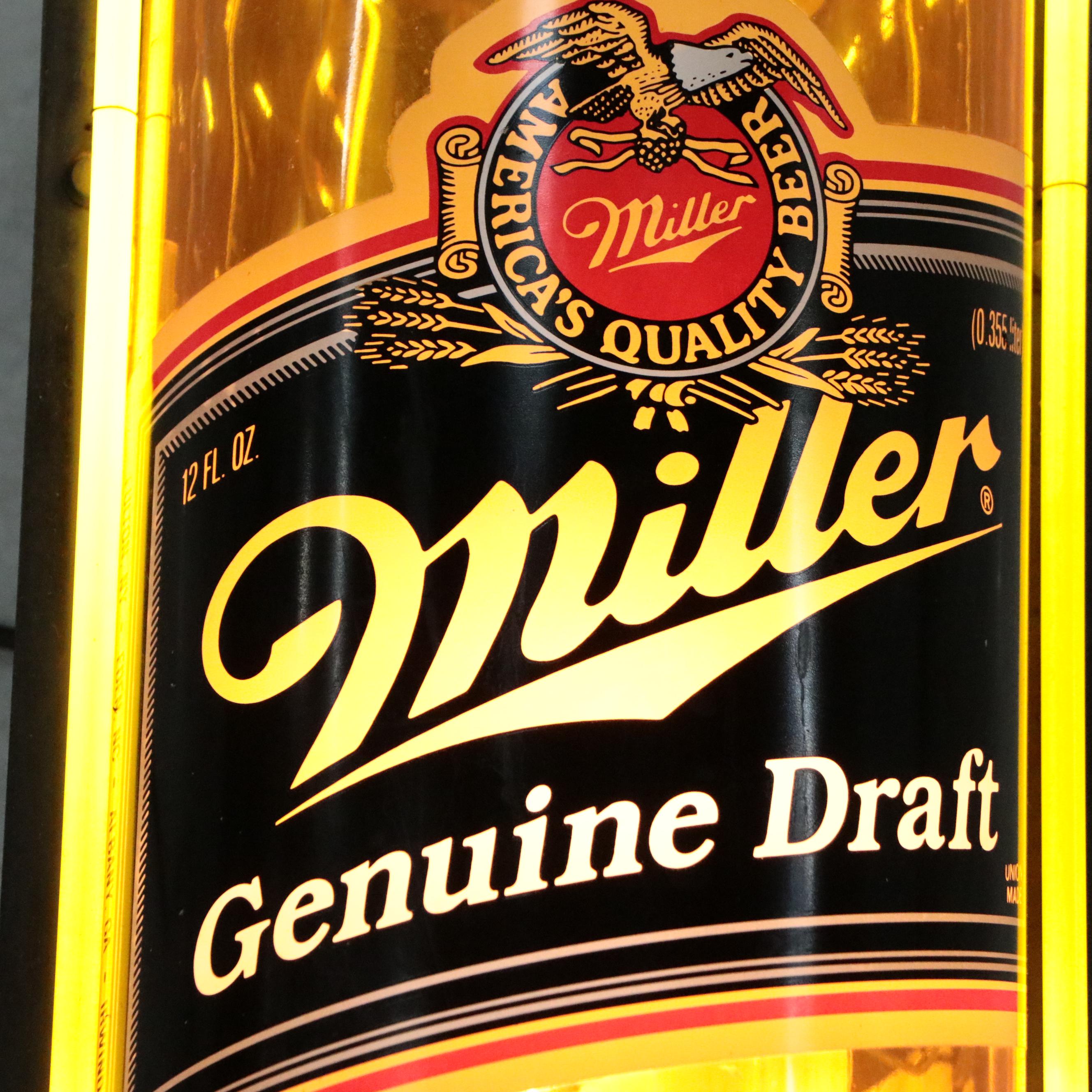 Miller Beer Neon Light-Up Advertising Sign