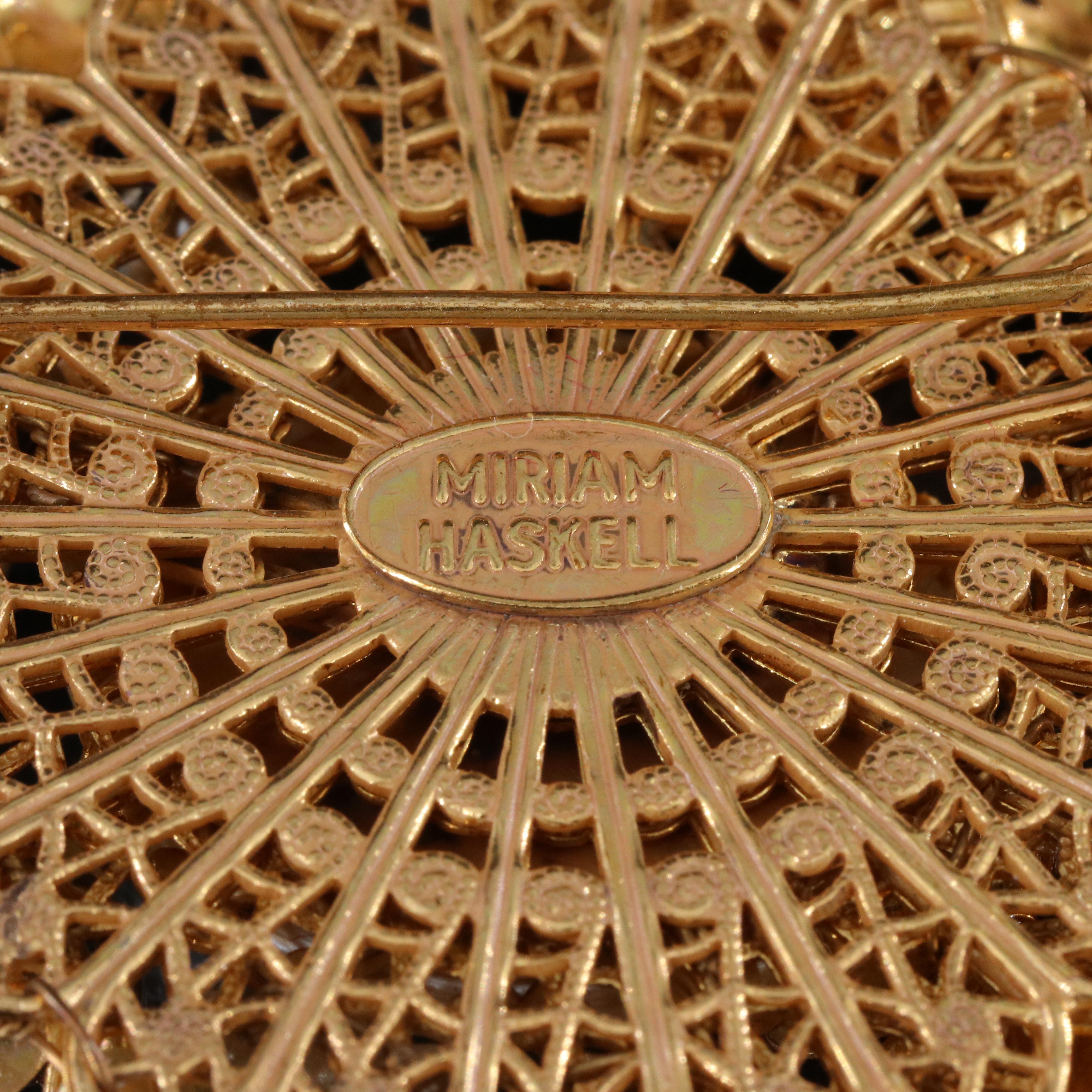 Miriam Haskell Floral Spray Faux Pearl Brooch