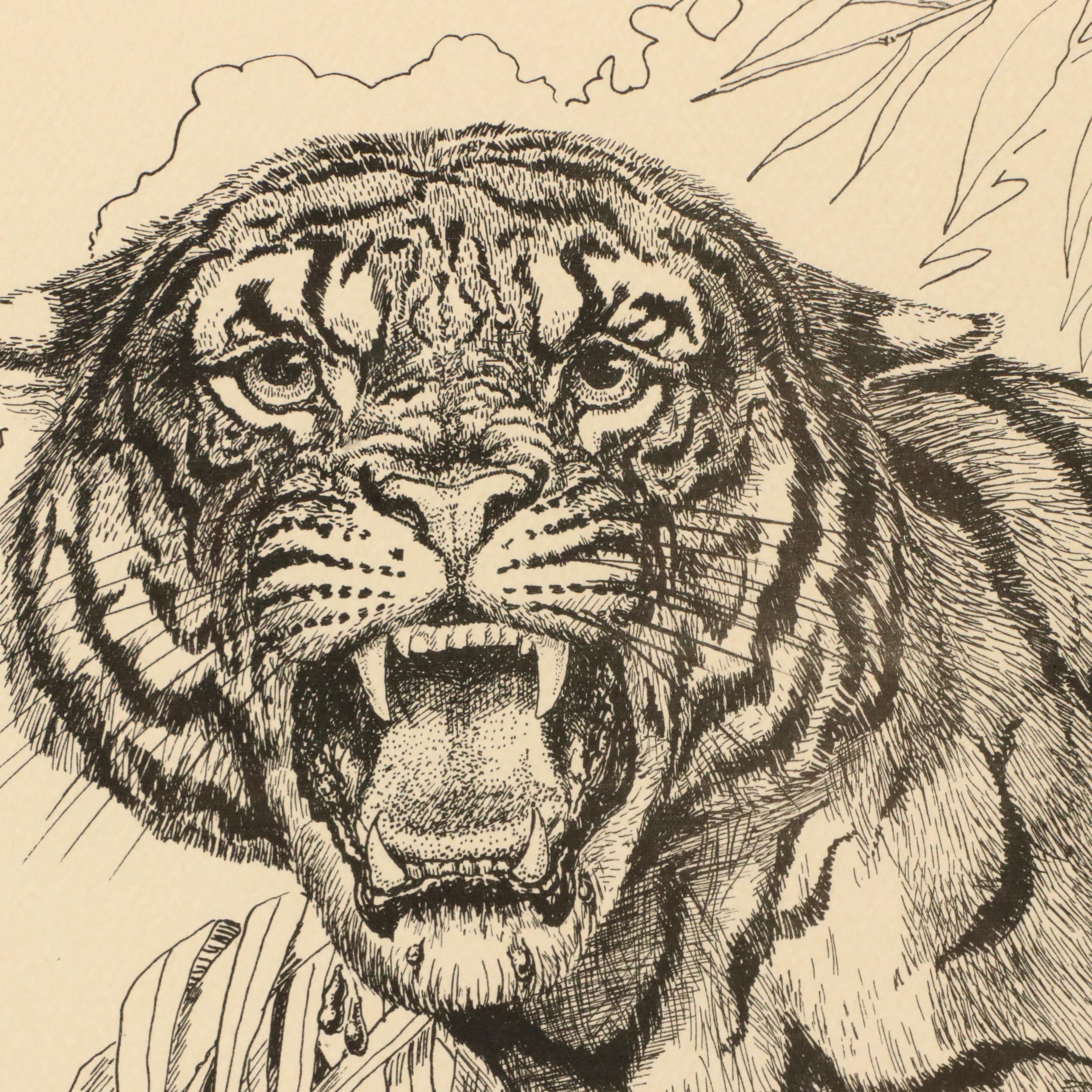 W. D. Gaither Lithograph "Bengal Tiger," 20th Century