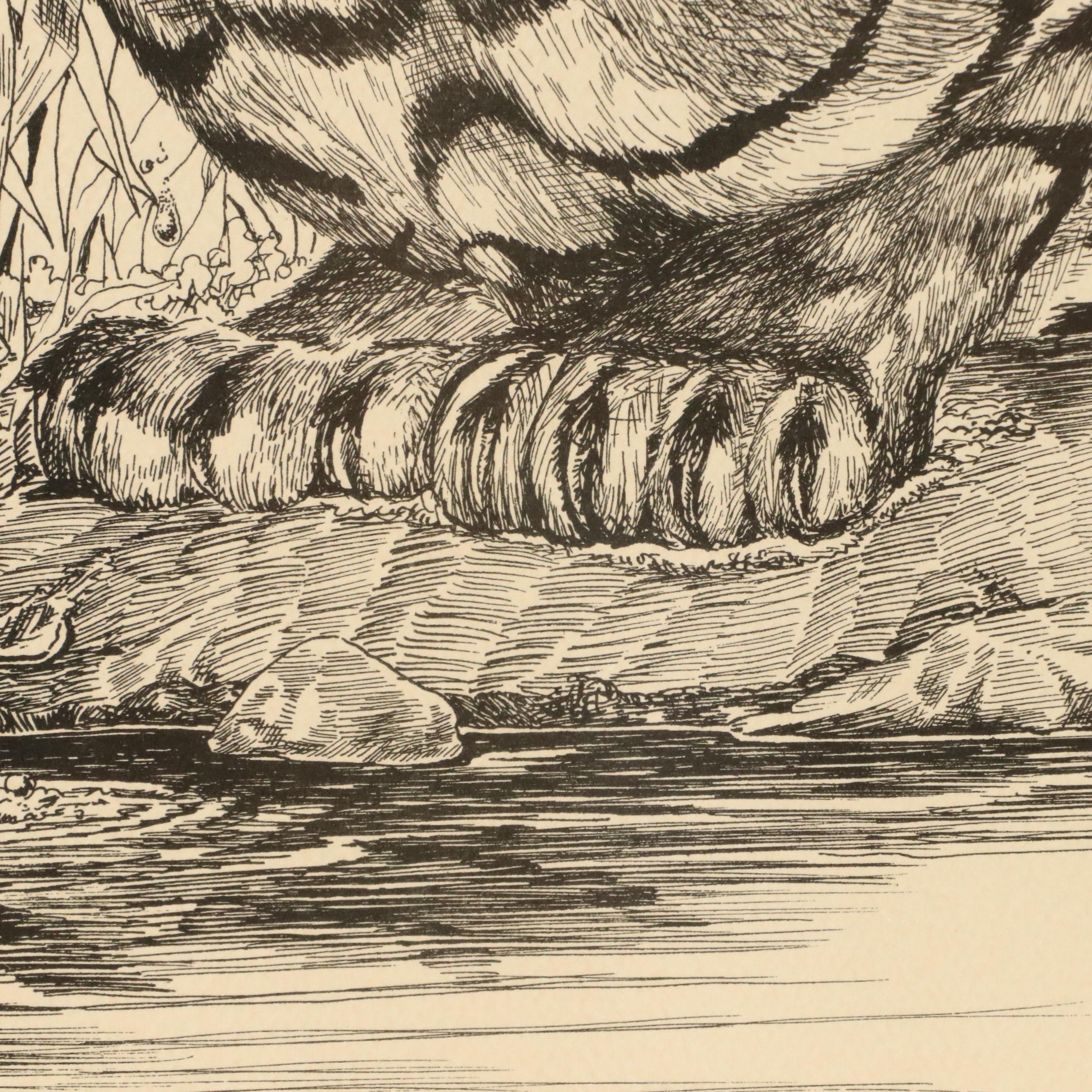 W. D. Gaither Lithograph "Bengal Tiger," 20th Century