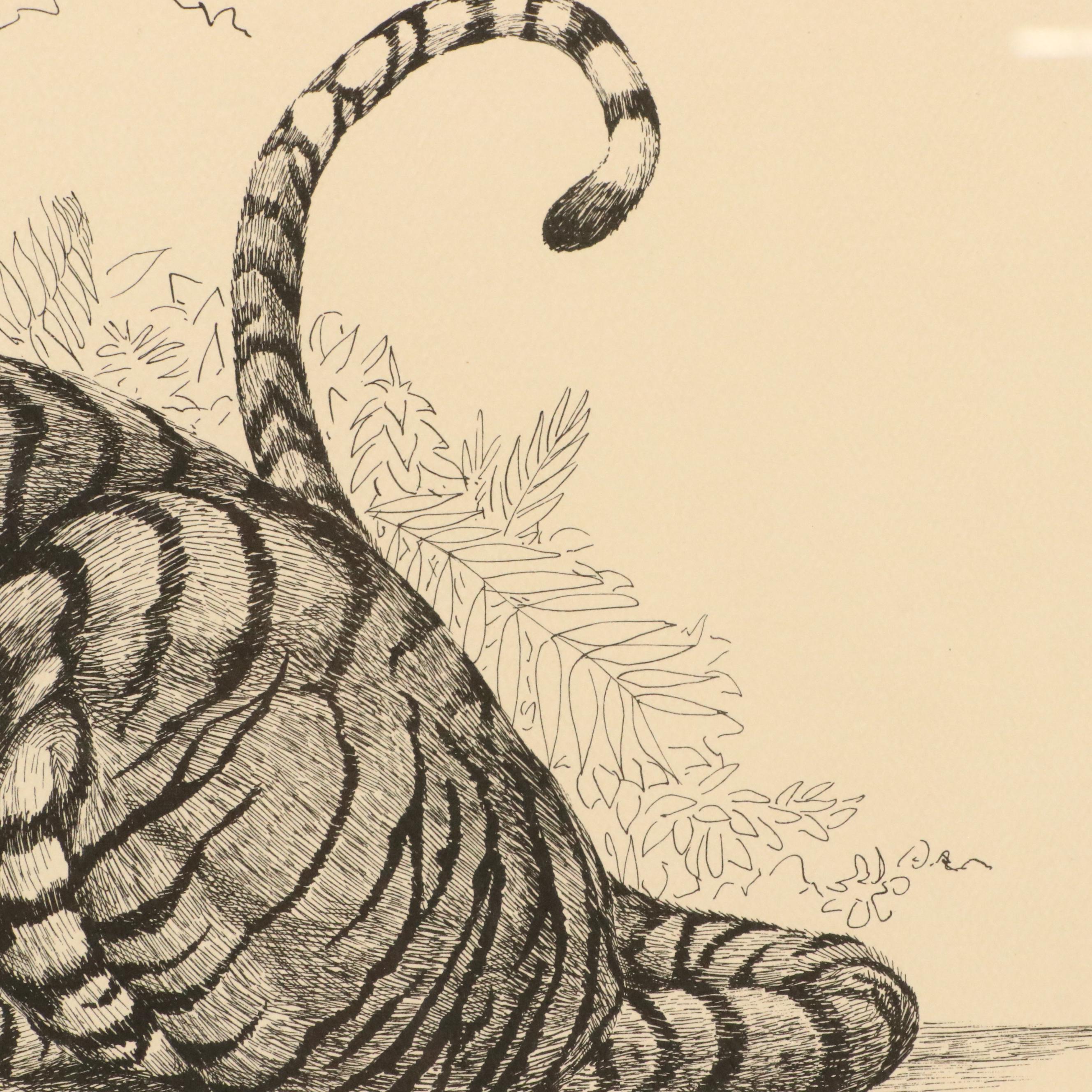 W. D. Gaither Lithograph "Bengal Tiger," 20th Century