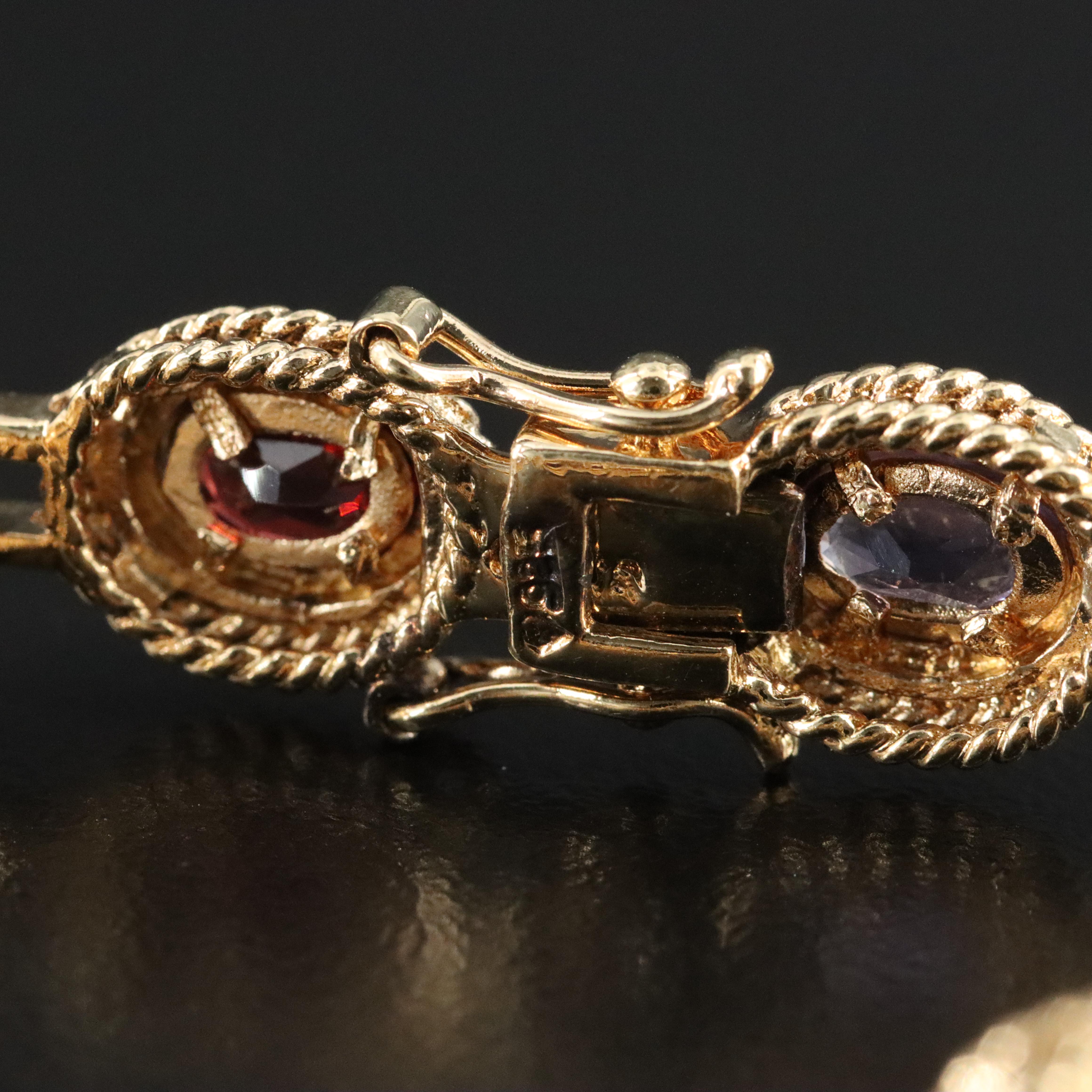 Sterling Gemstone Bracelet Featuring Garnet, Amethyst, and Citrine