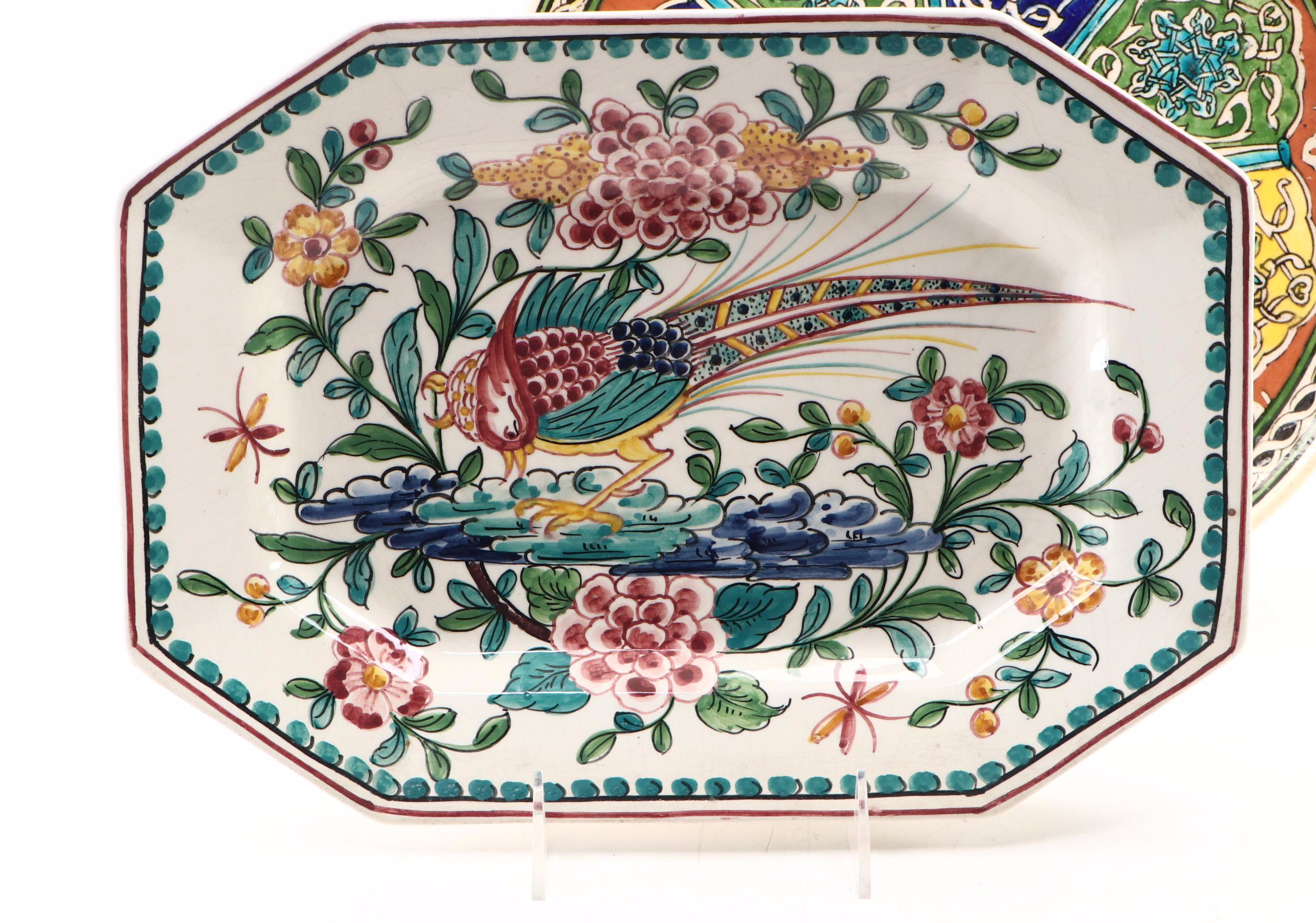 Outeiro Agueda Hand-Painted Ceramic Bowl with Decorative Plate
