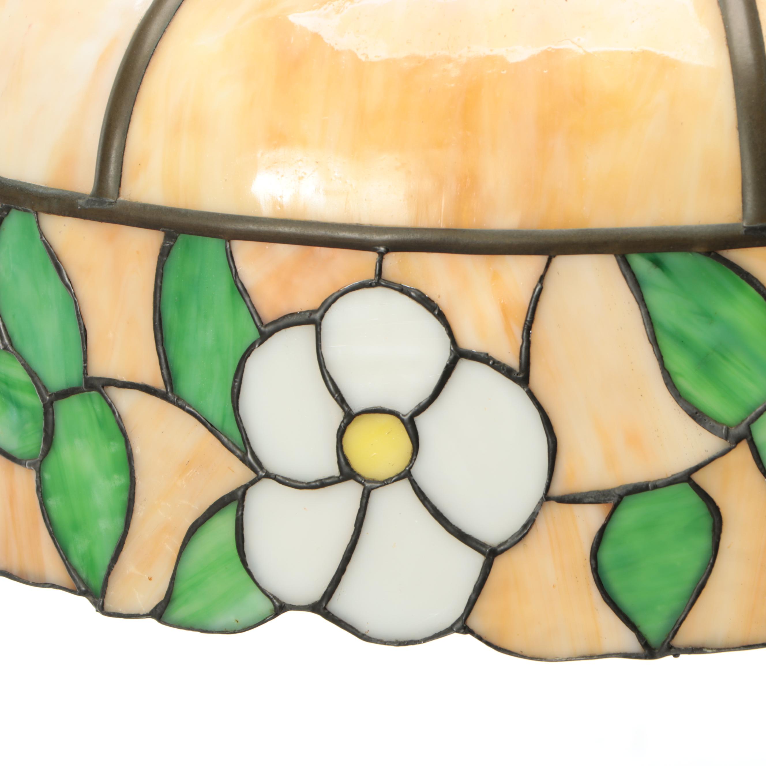 Slag Glass and Bent Panel Pendant Light, Mid to Late 20th Century