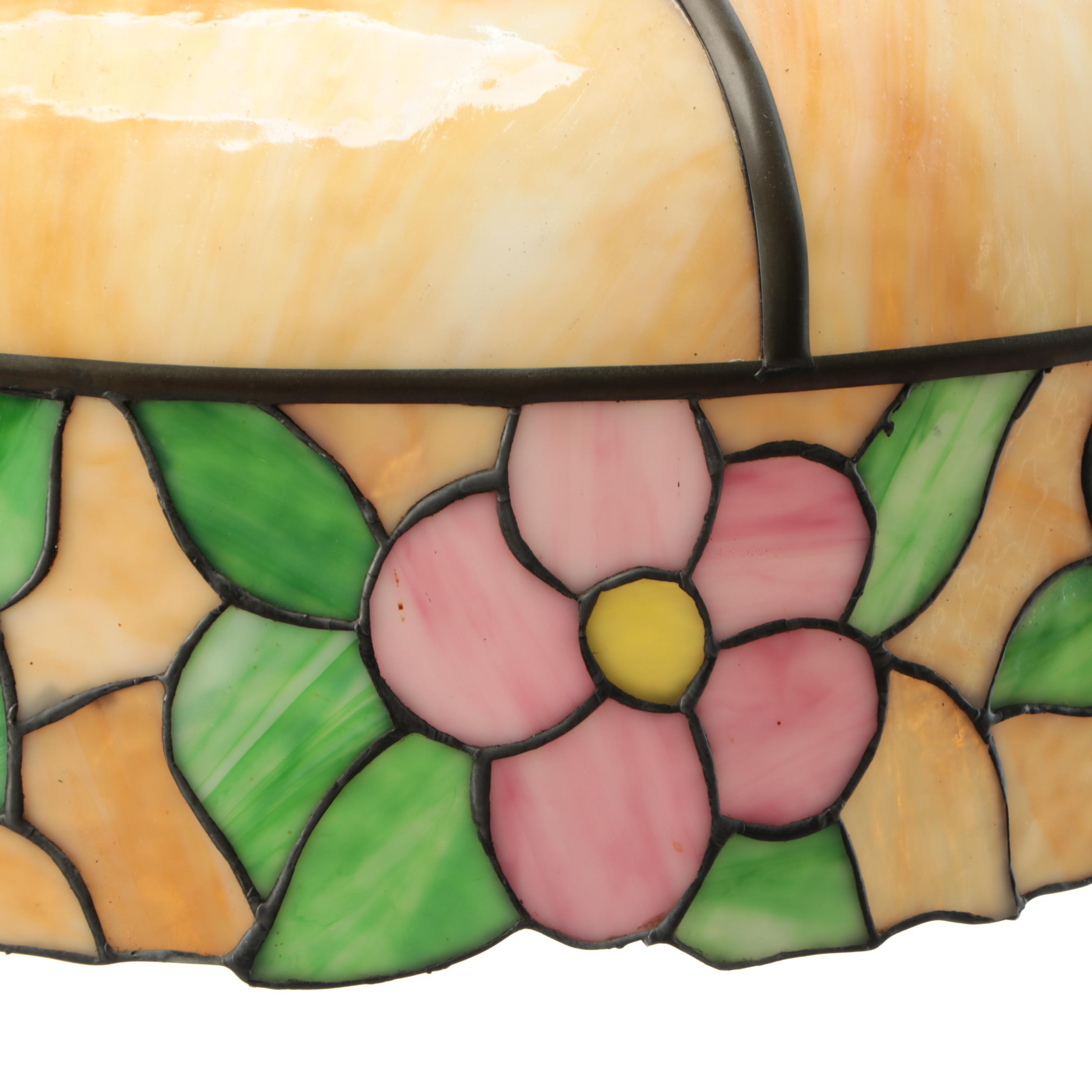 Slag Glass and Bent Panel Pendant Light, Mid to Late 20th Century