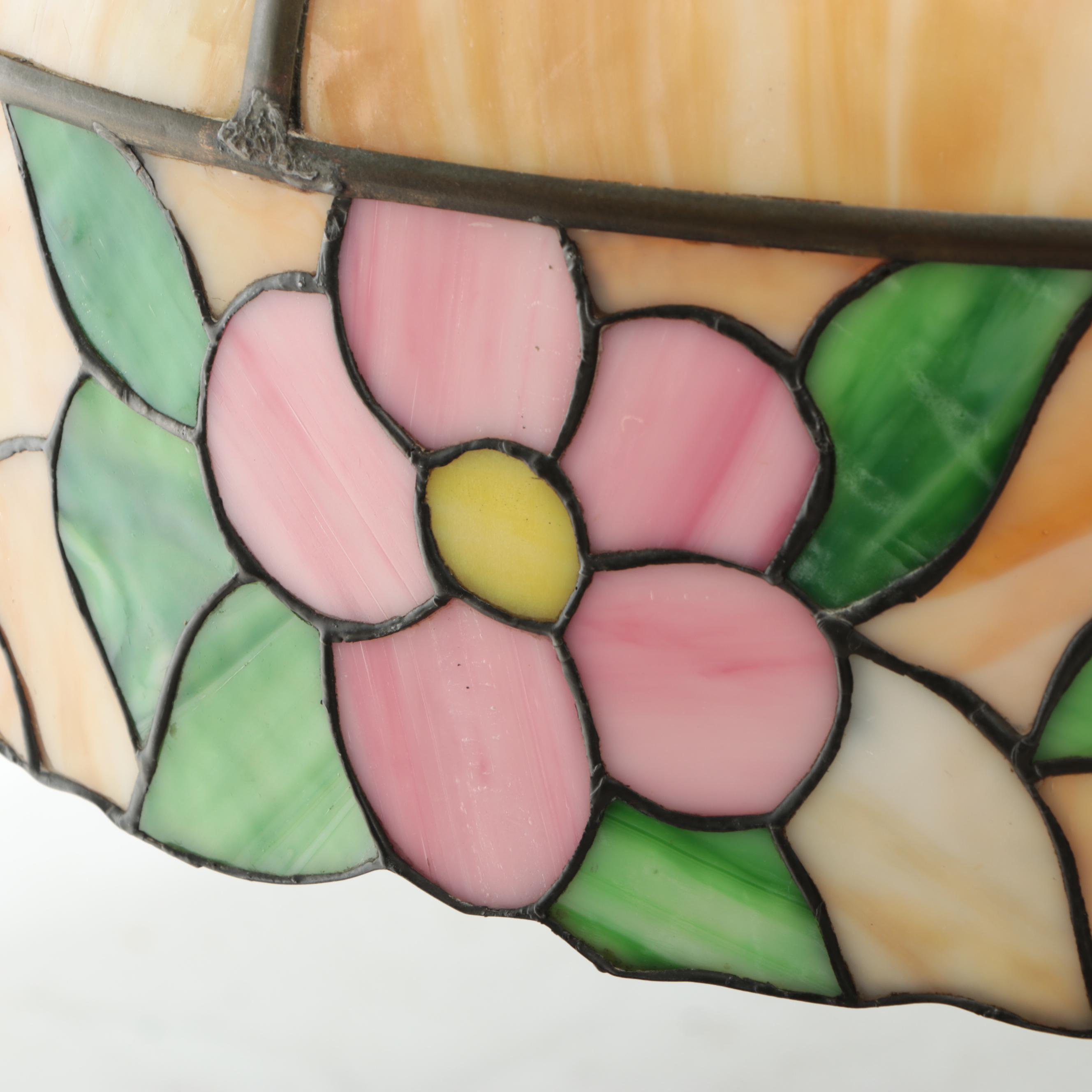 Slag Glass and Bent Panel Pendant Light, Mid to Late 20th Century