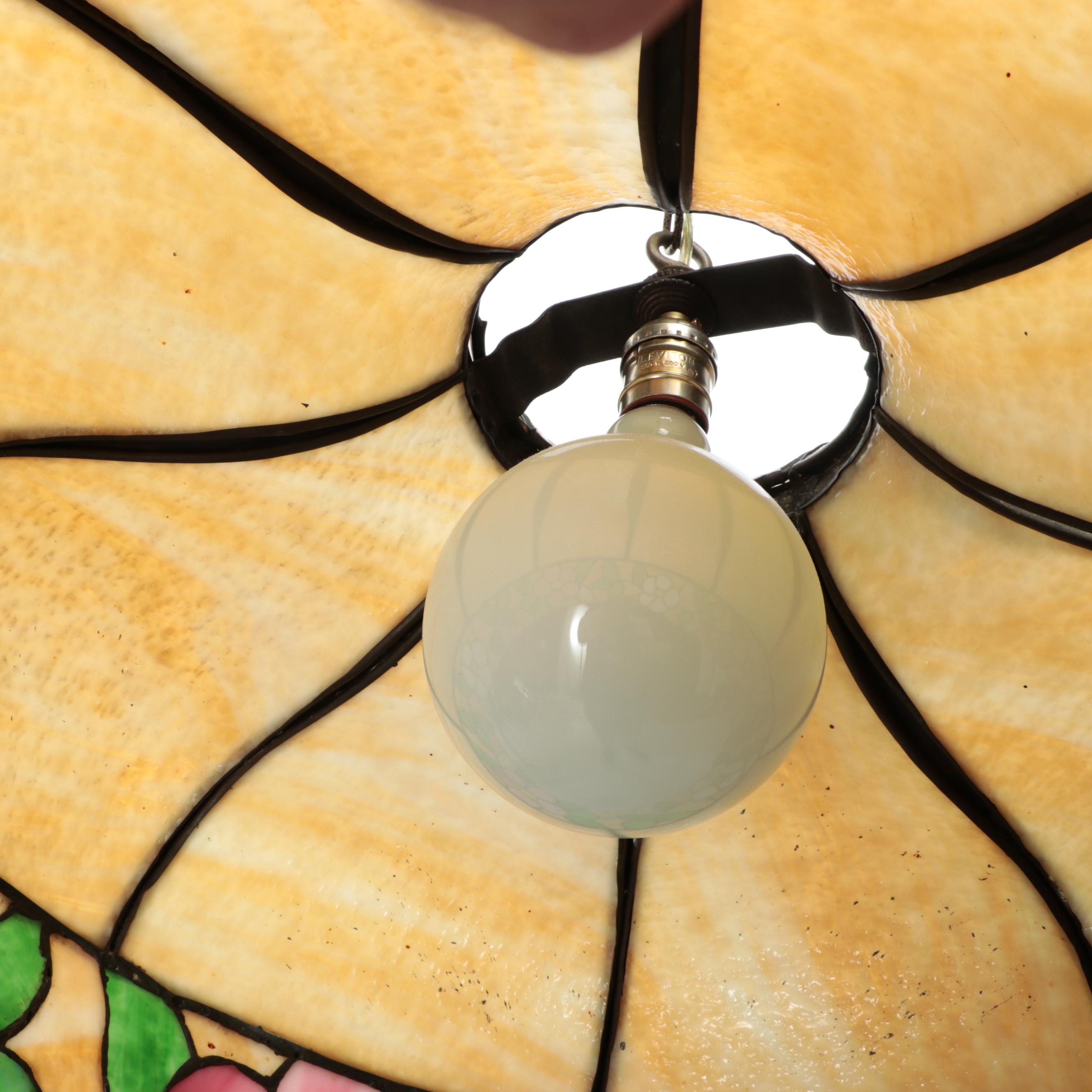 Slag Glass and Bent Panel Pendant Light, Mid to Late 20th Century