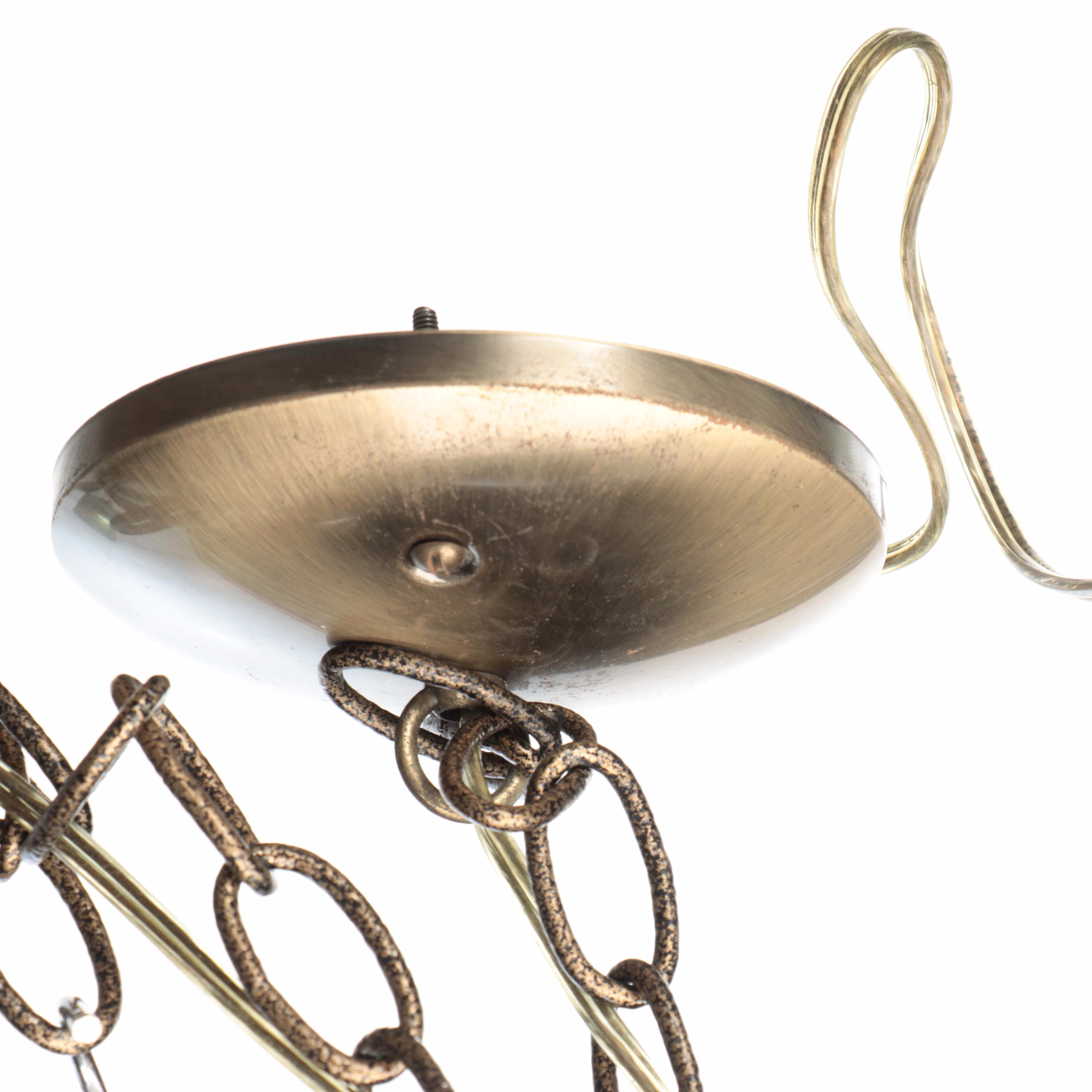 Slag Glass and Bent Panel Pendant Light, Mid to Late 20th Century