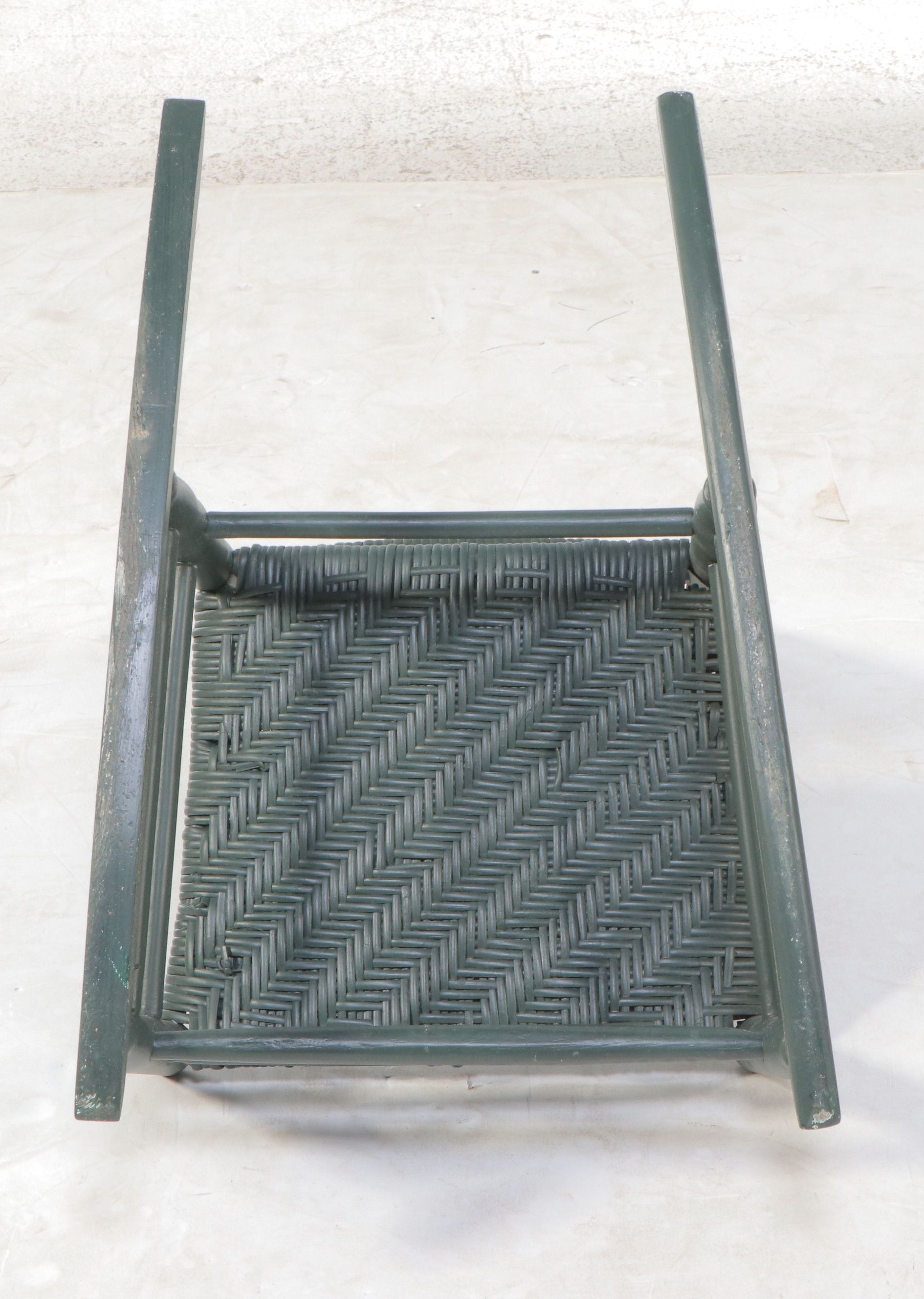 Green Painted Wood Rocking Chair with Woven Seat and Back