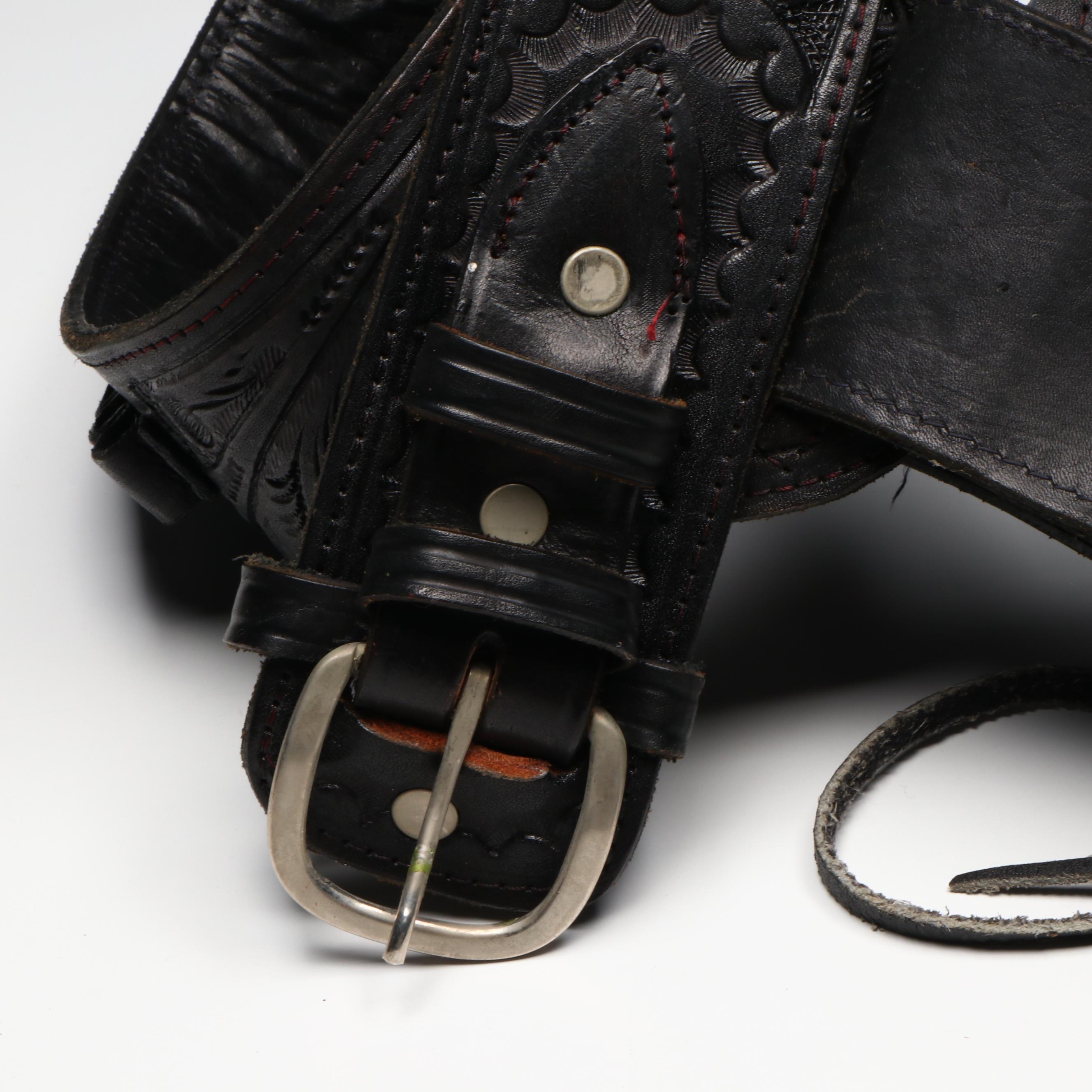 Western American Style Leather Holsters and Cartridge Belts