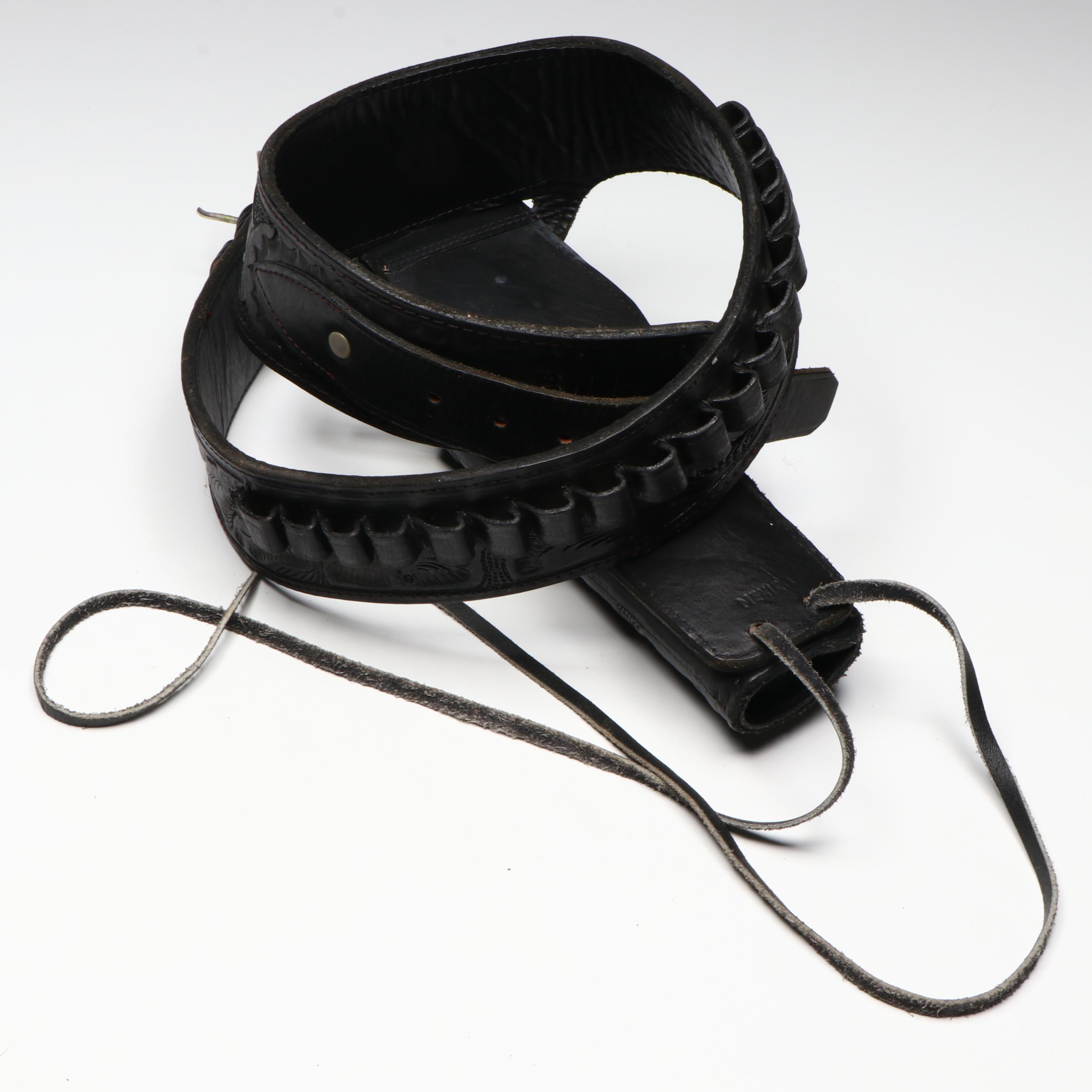 Western American Style Leather Holsters and Cartridge Belts