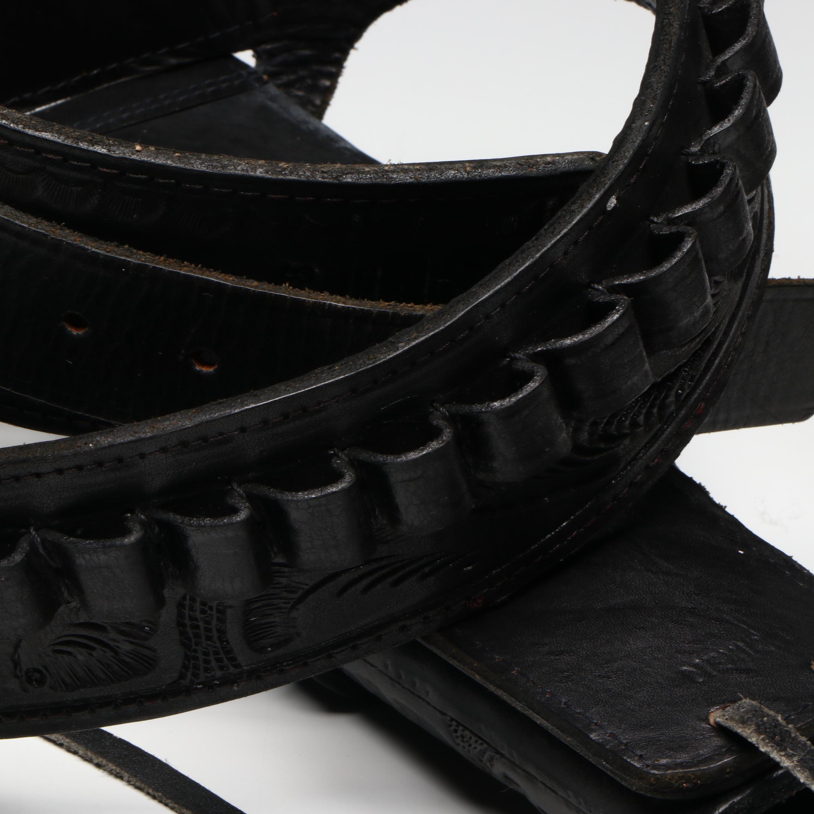 Western American Style Leather Holsters and Cartridge Belts
