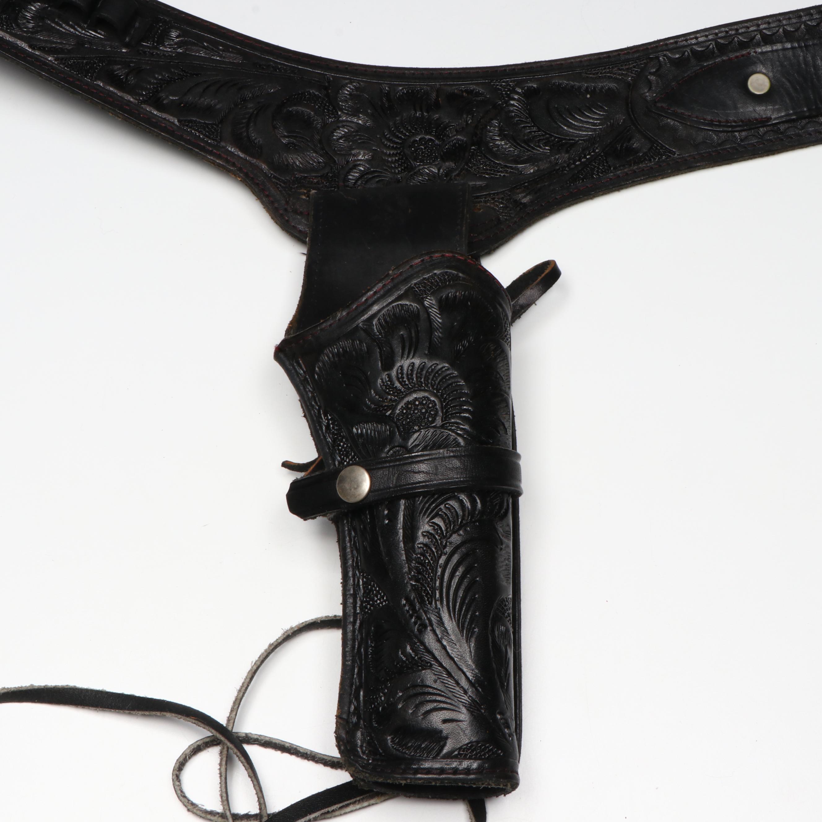Western American Style Leather Holsters and Cartridge Belts