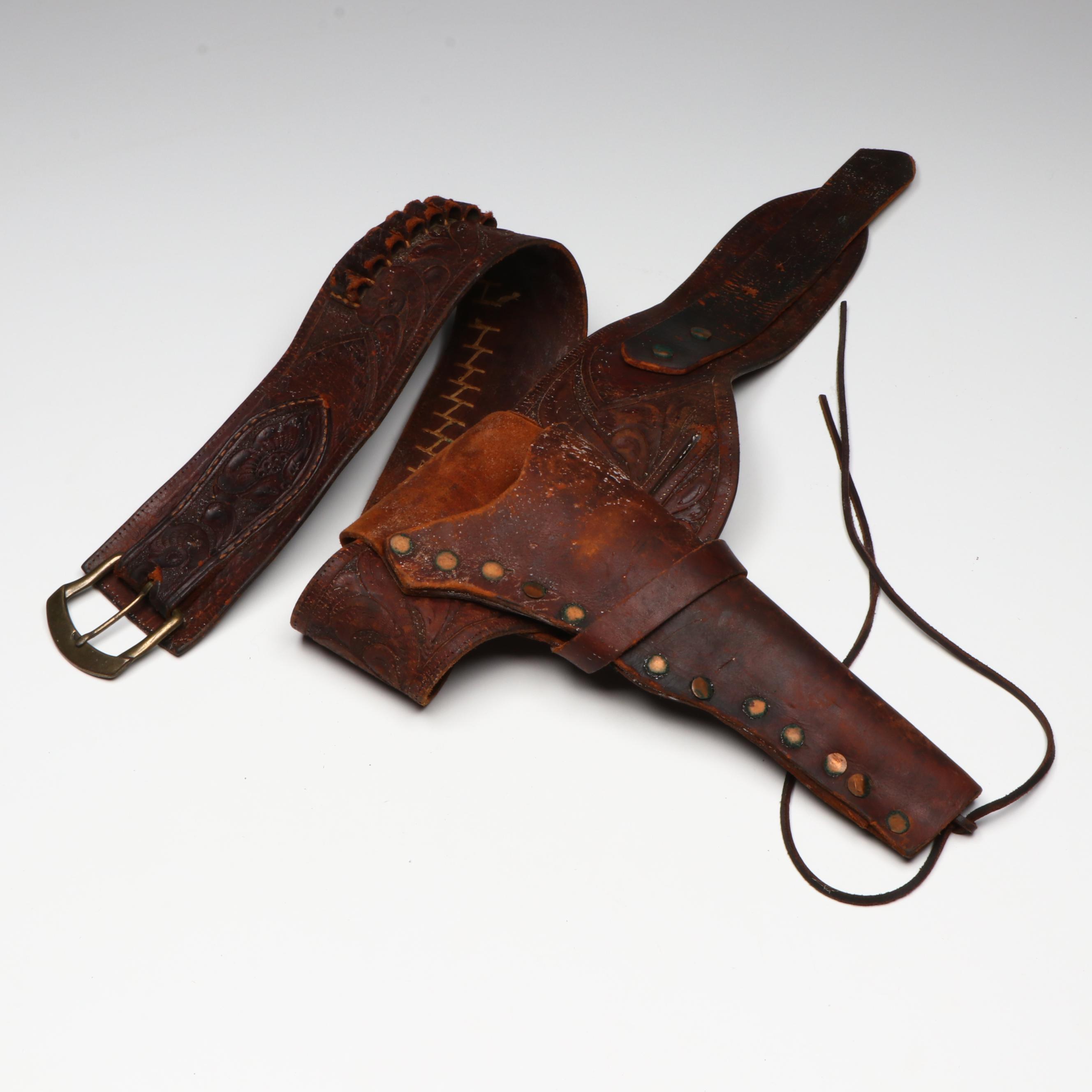 Western American Style Leather Holsters and Cartridge Belts