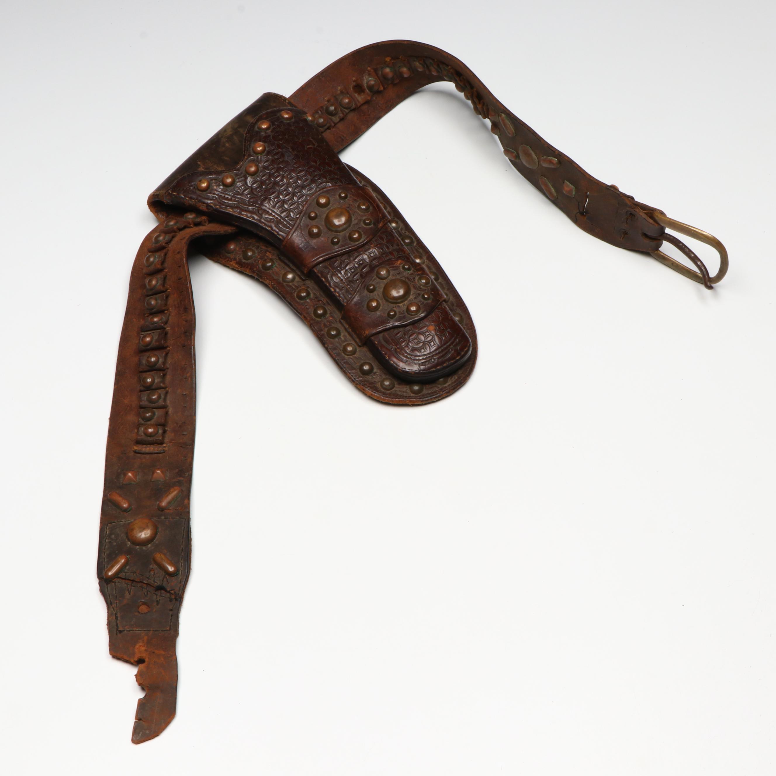 Studded Leather Holster and Cartridge Belt
