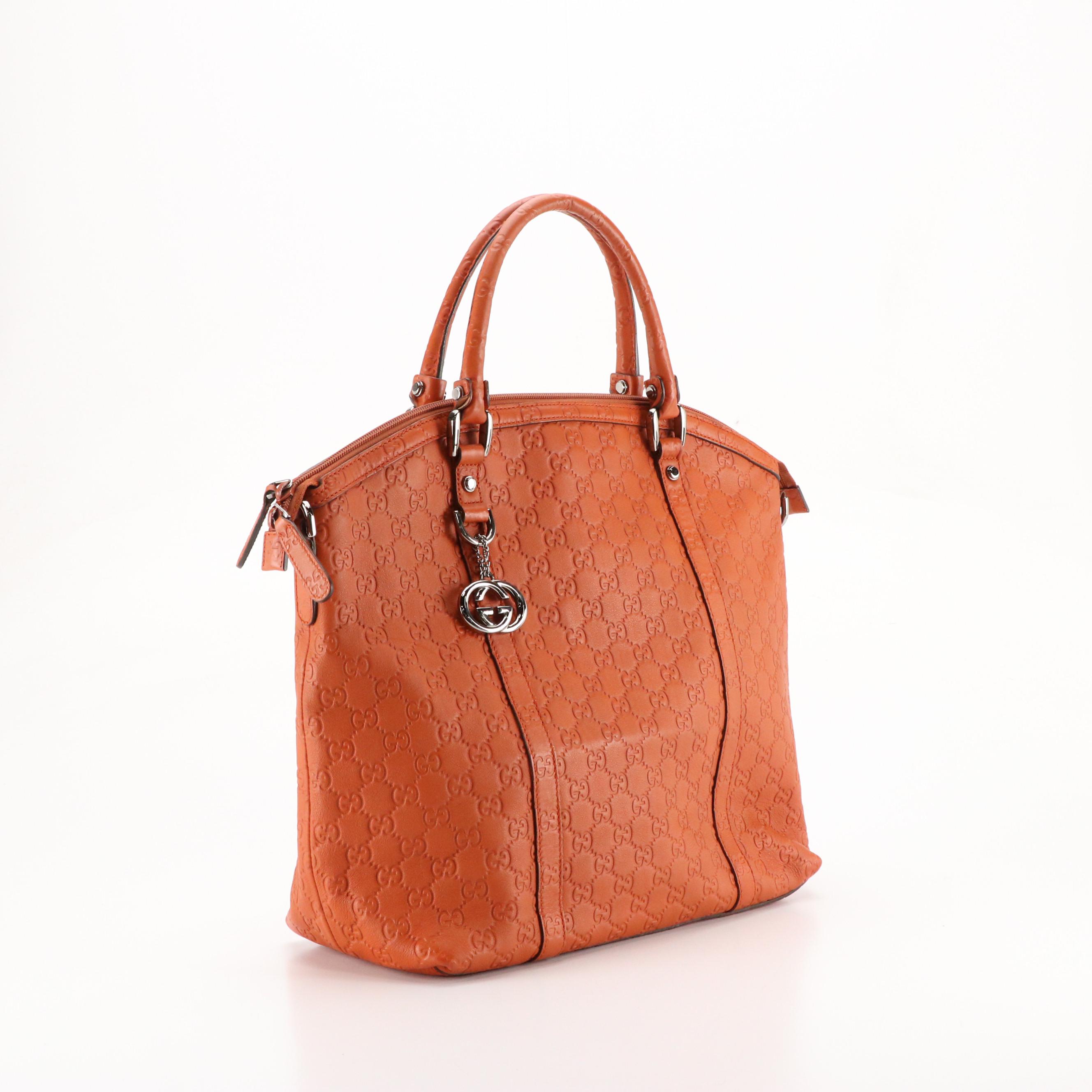 Gucci Large Two-Way Shoulder Bag in Burnt Orange Guccissima Leather