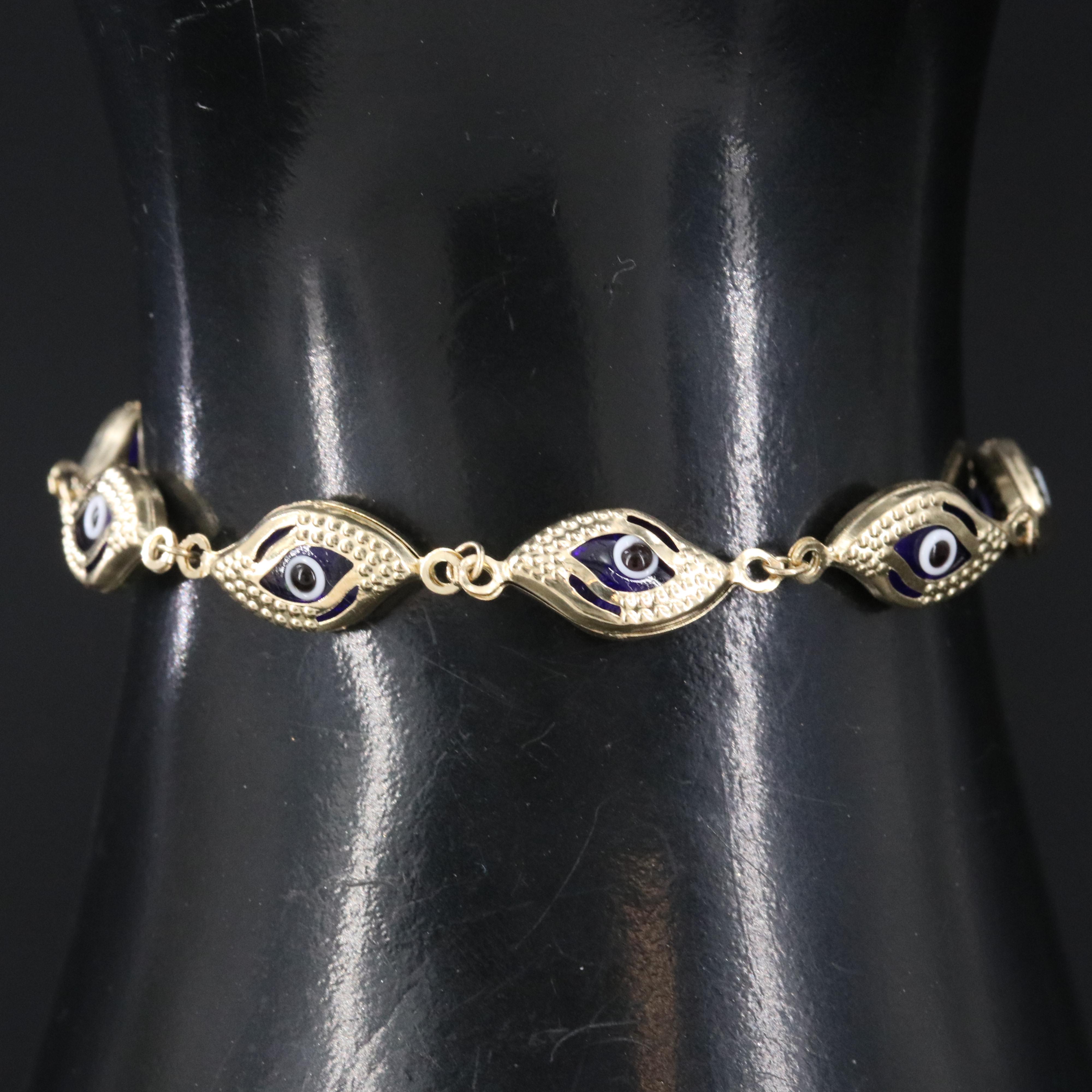 10K Glass Eye Bolo Bracelet