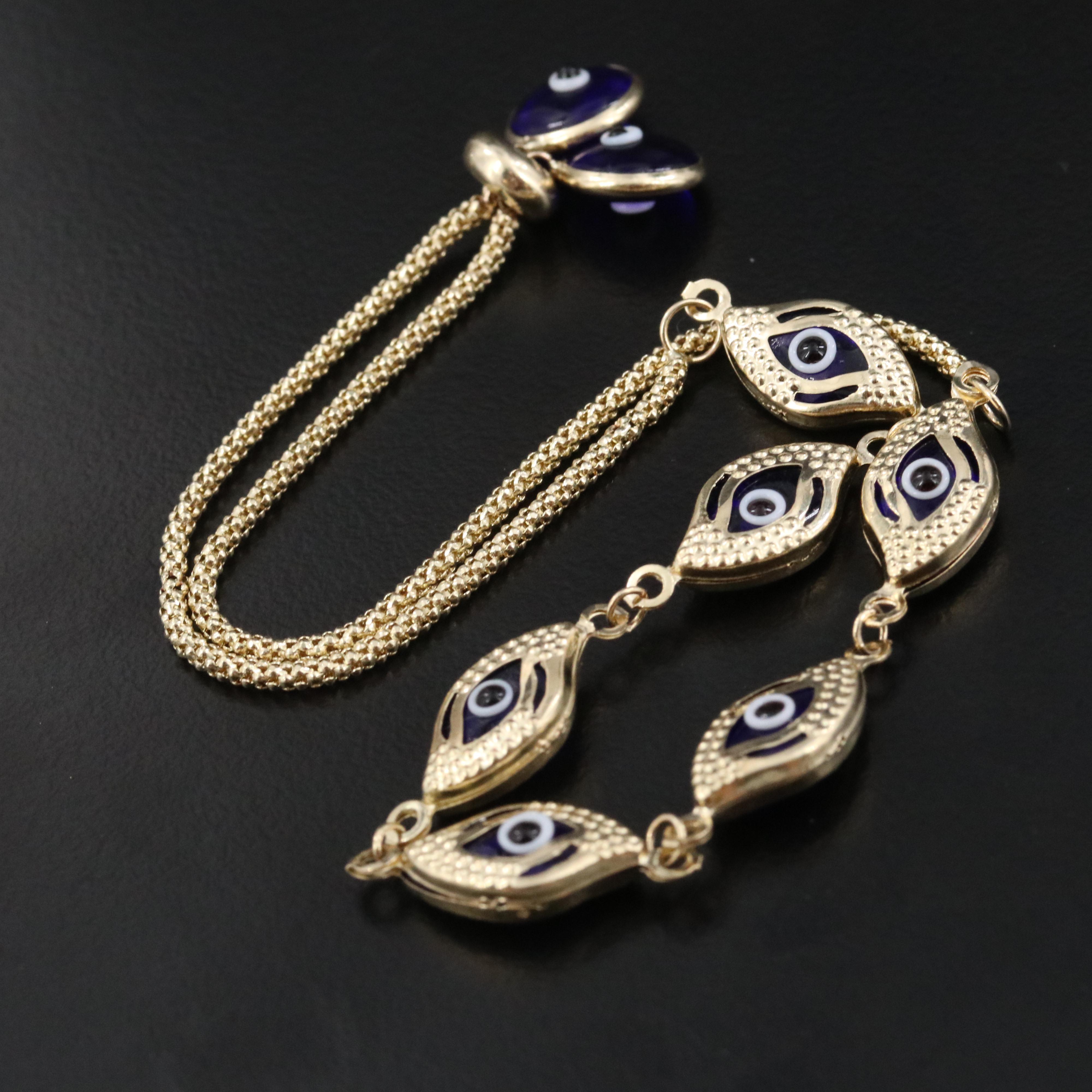 10K Glass Eye Bolo Bracelet