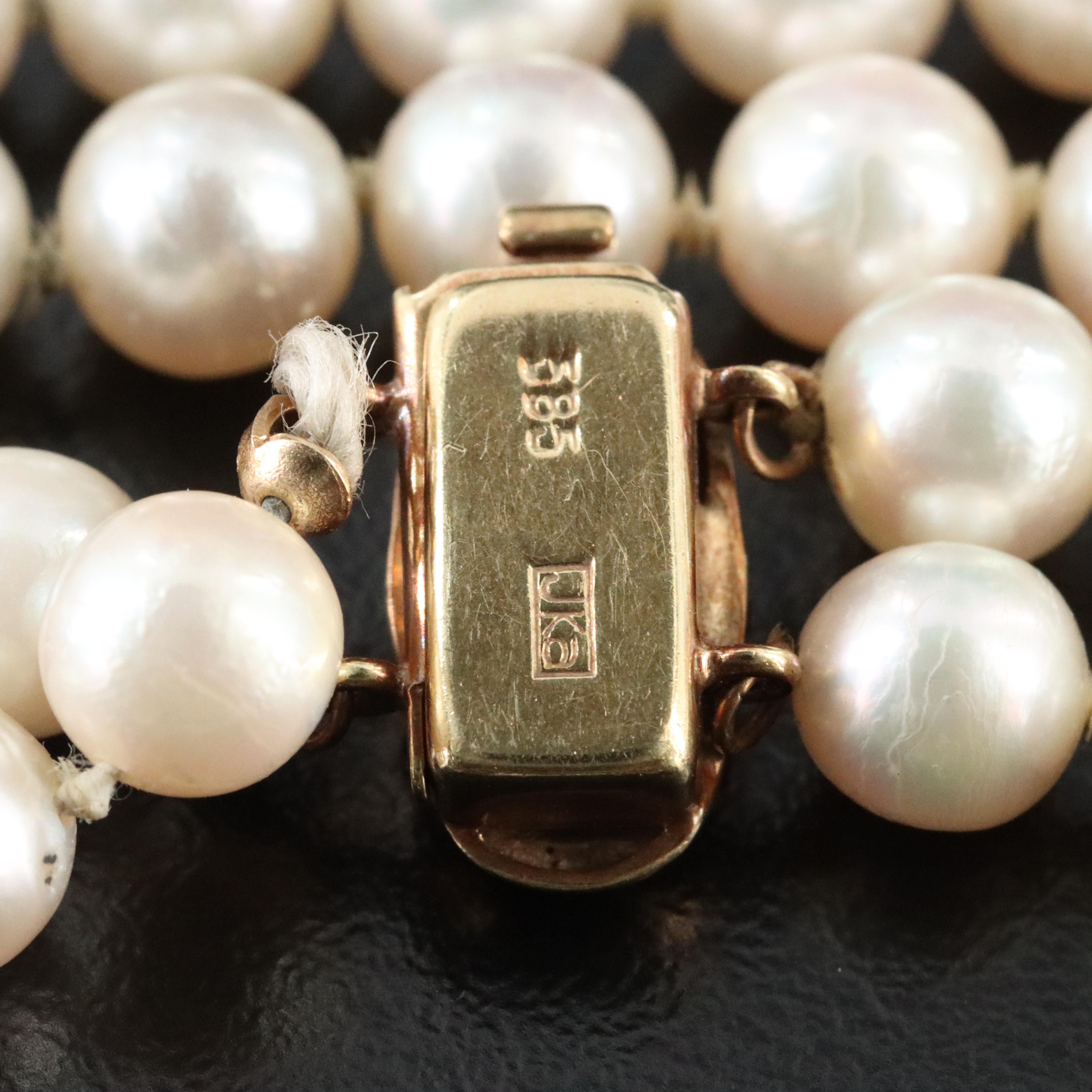 14K Pearl and Diamond Double Strand Bracelet