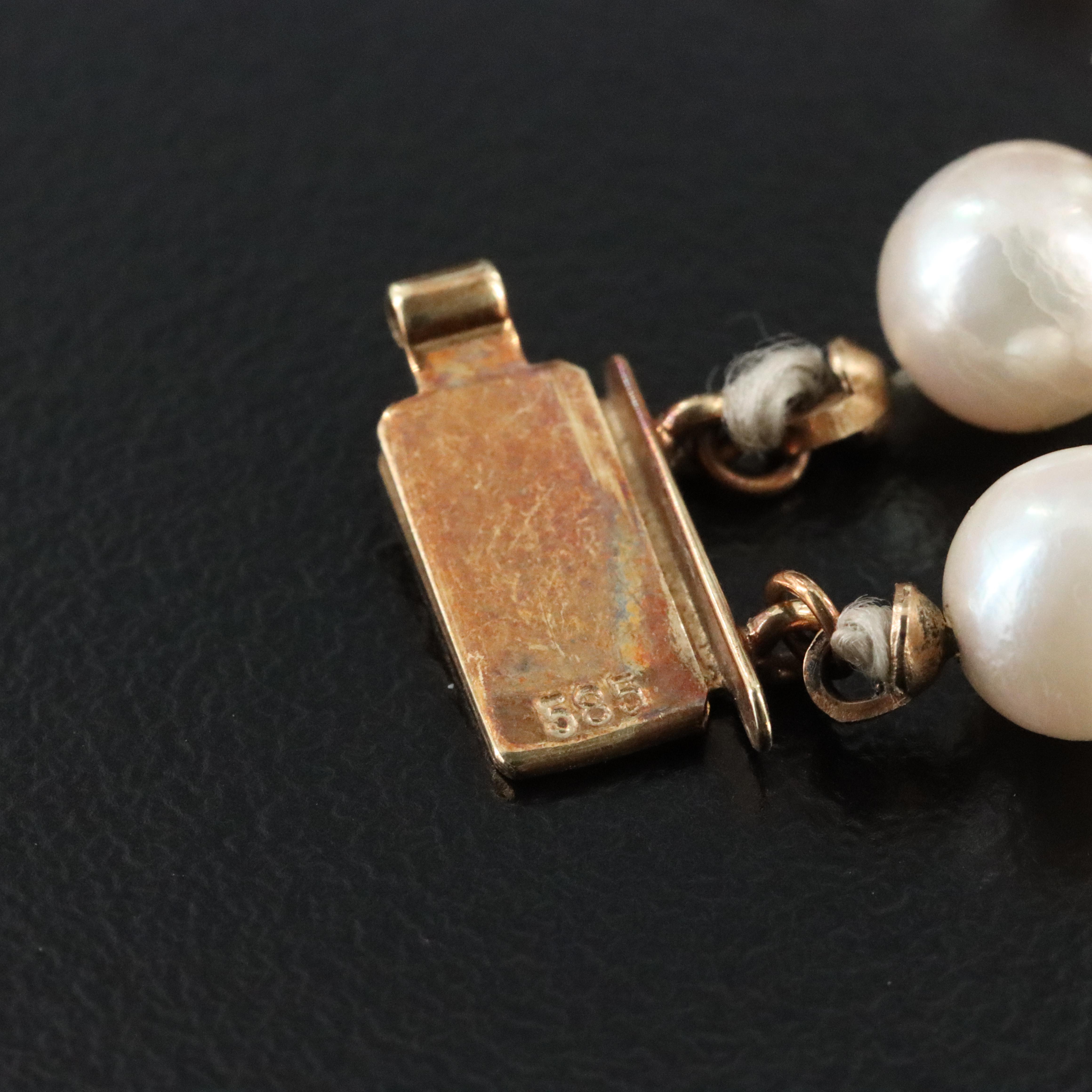 14K Pearl and Diamond Double Strand Bracelet