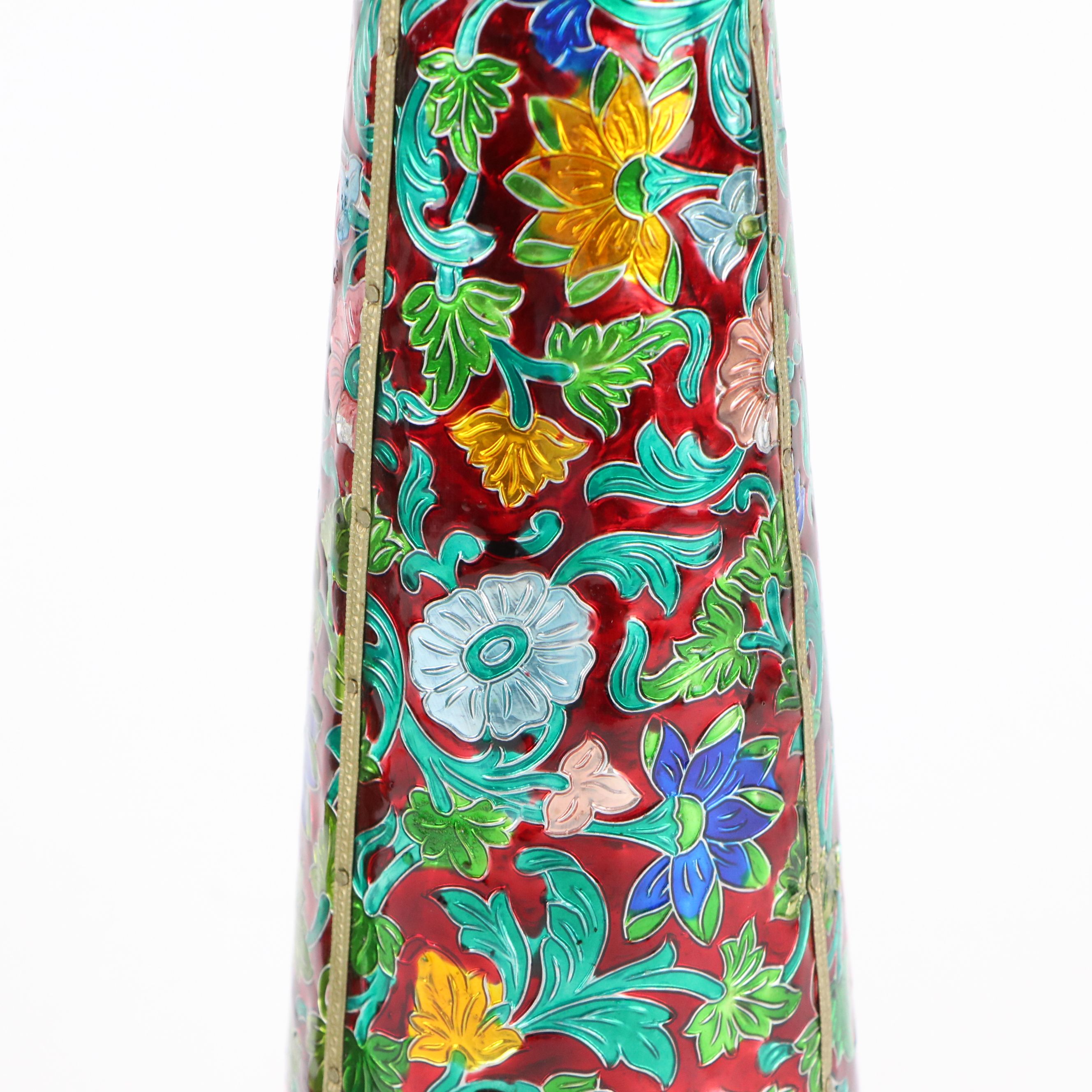 Vintage Metal and Enamel Pillar Candle Holders