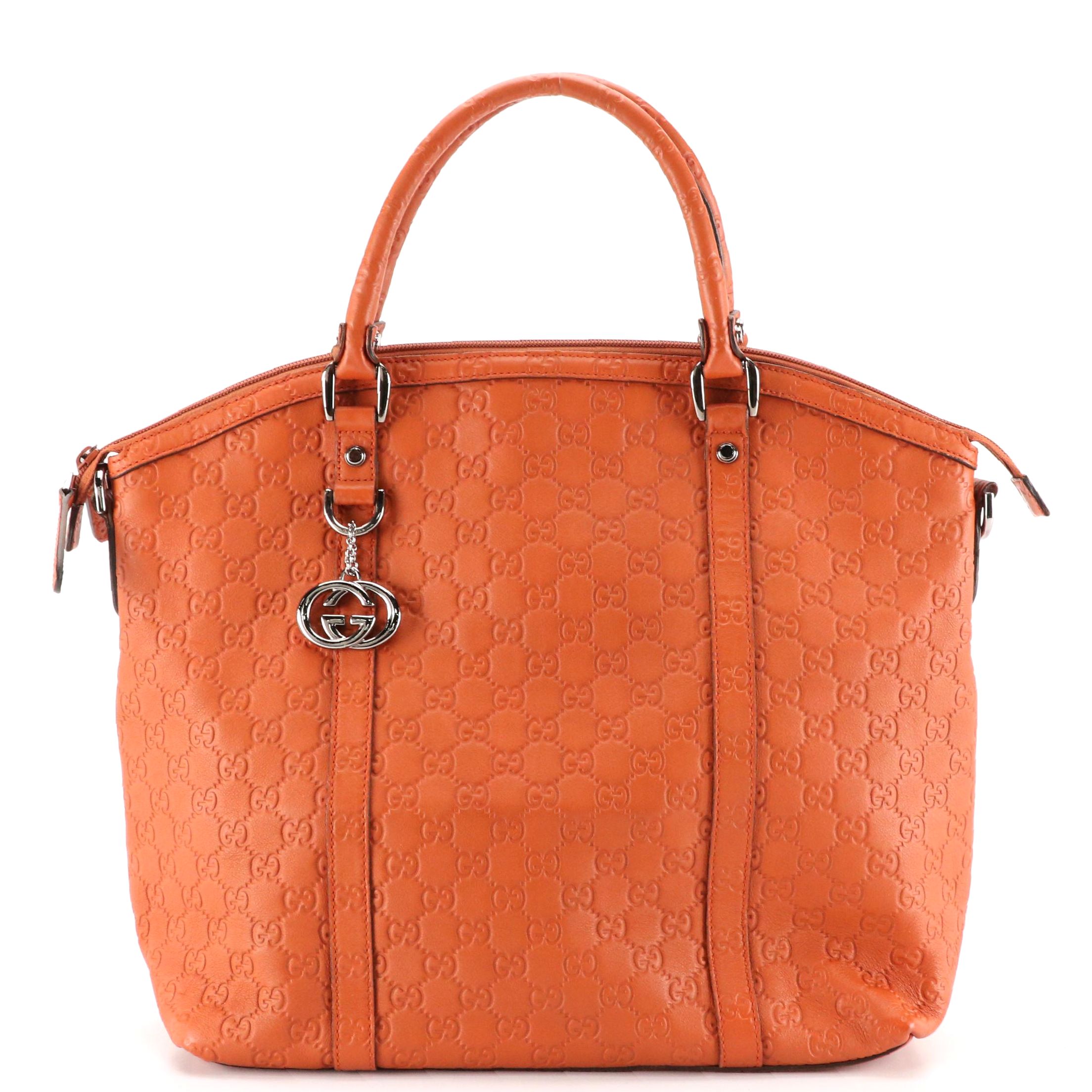 Gucci Large Two-Way Shoulder Bag in Burnt Orange Guccissima Leather