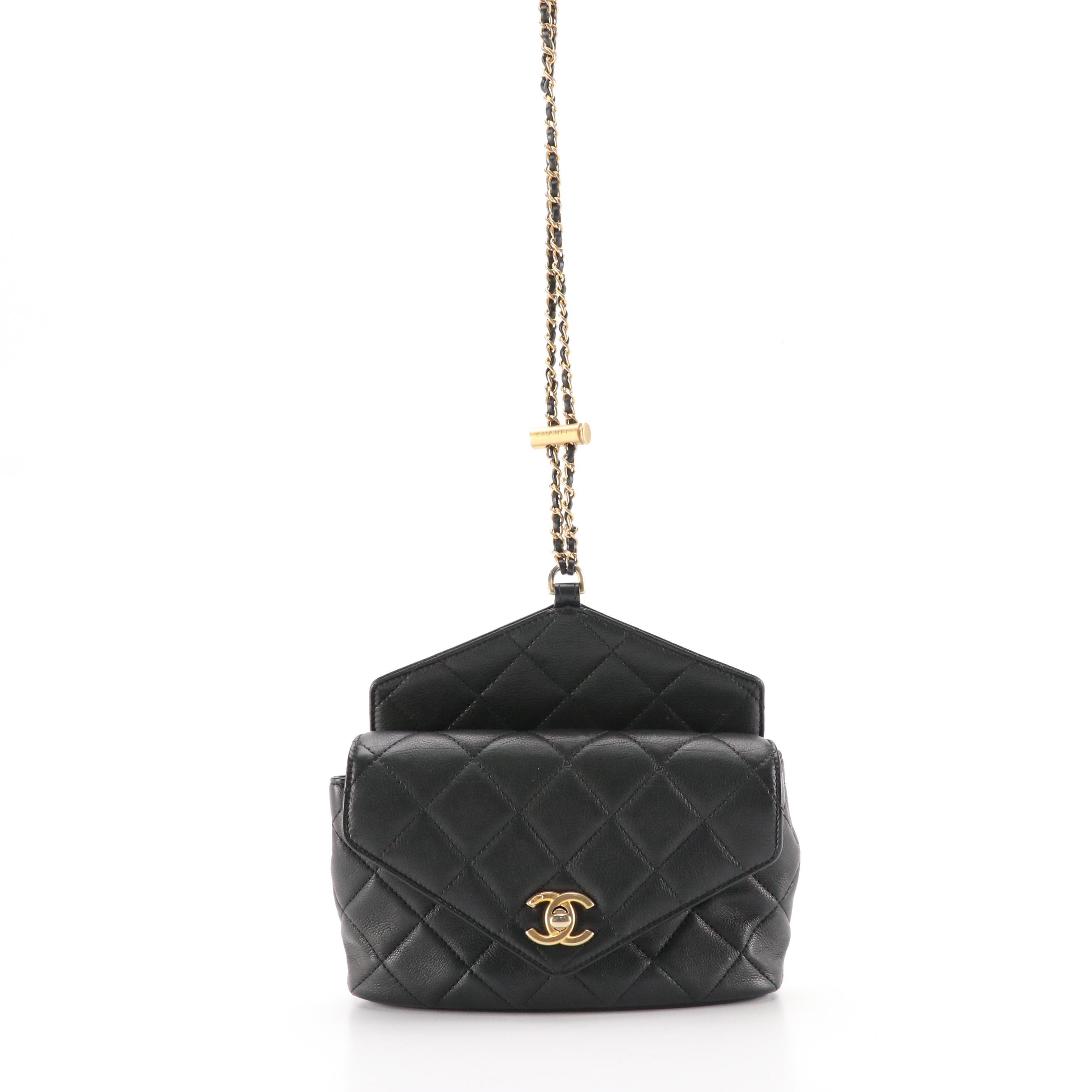 Chanel Flap Waist Bag in Quilted Black Calfskin Leather