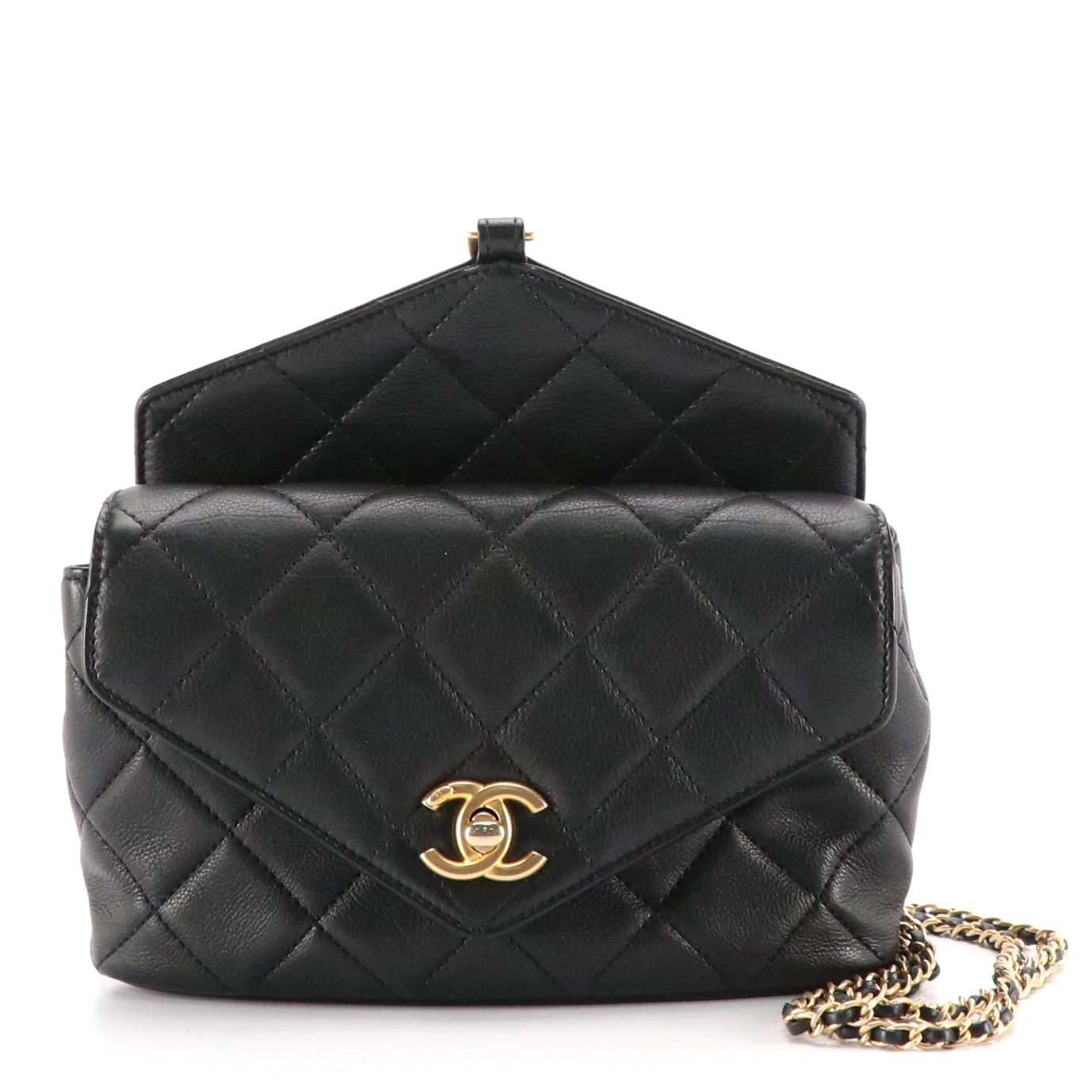 Chanel Flap Waist Bag in Quilted Black Calfskin Leather