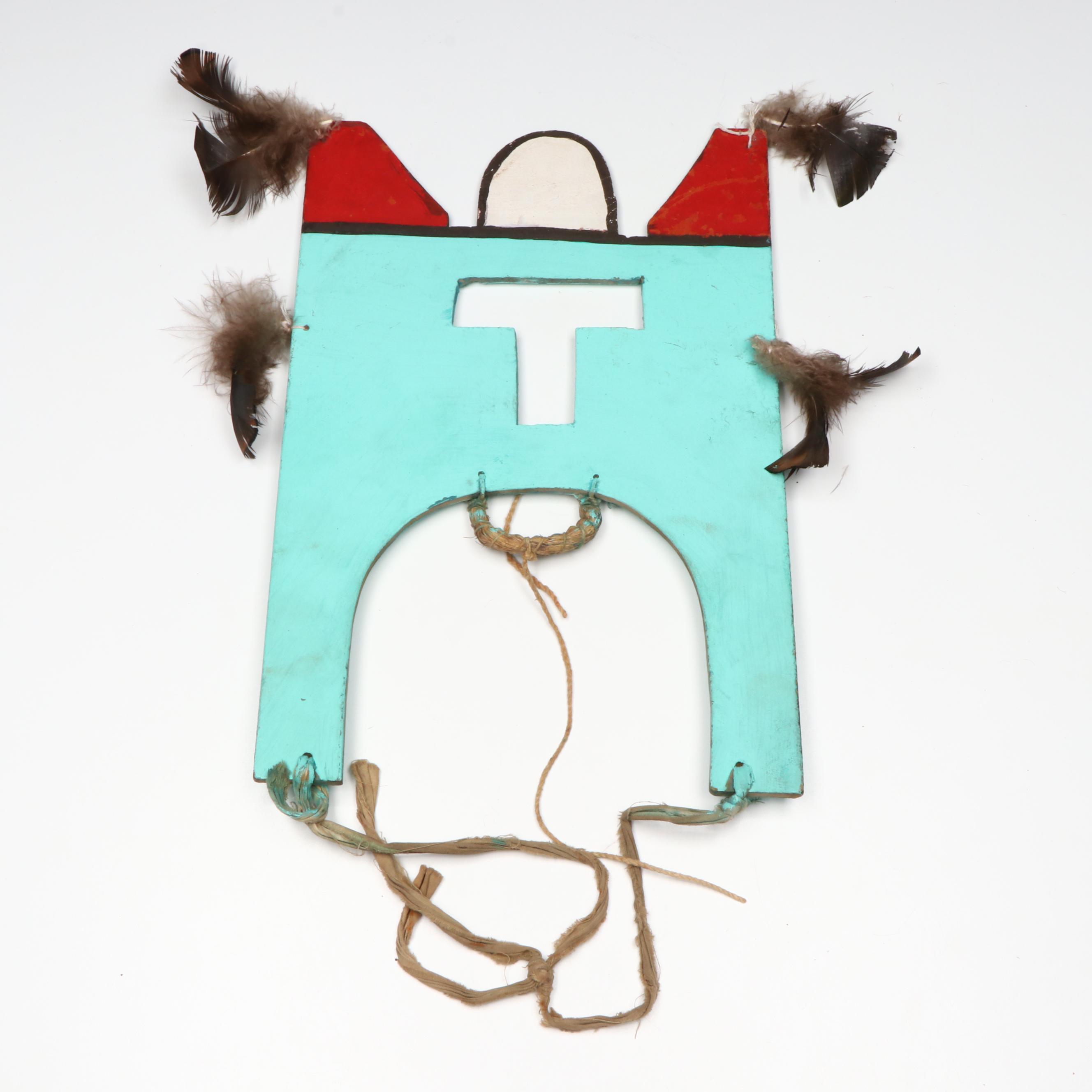 Indigenous Southwest Puebloan Polychrome Wood Headdress "Tablita"