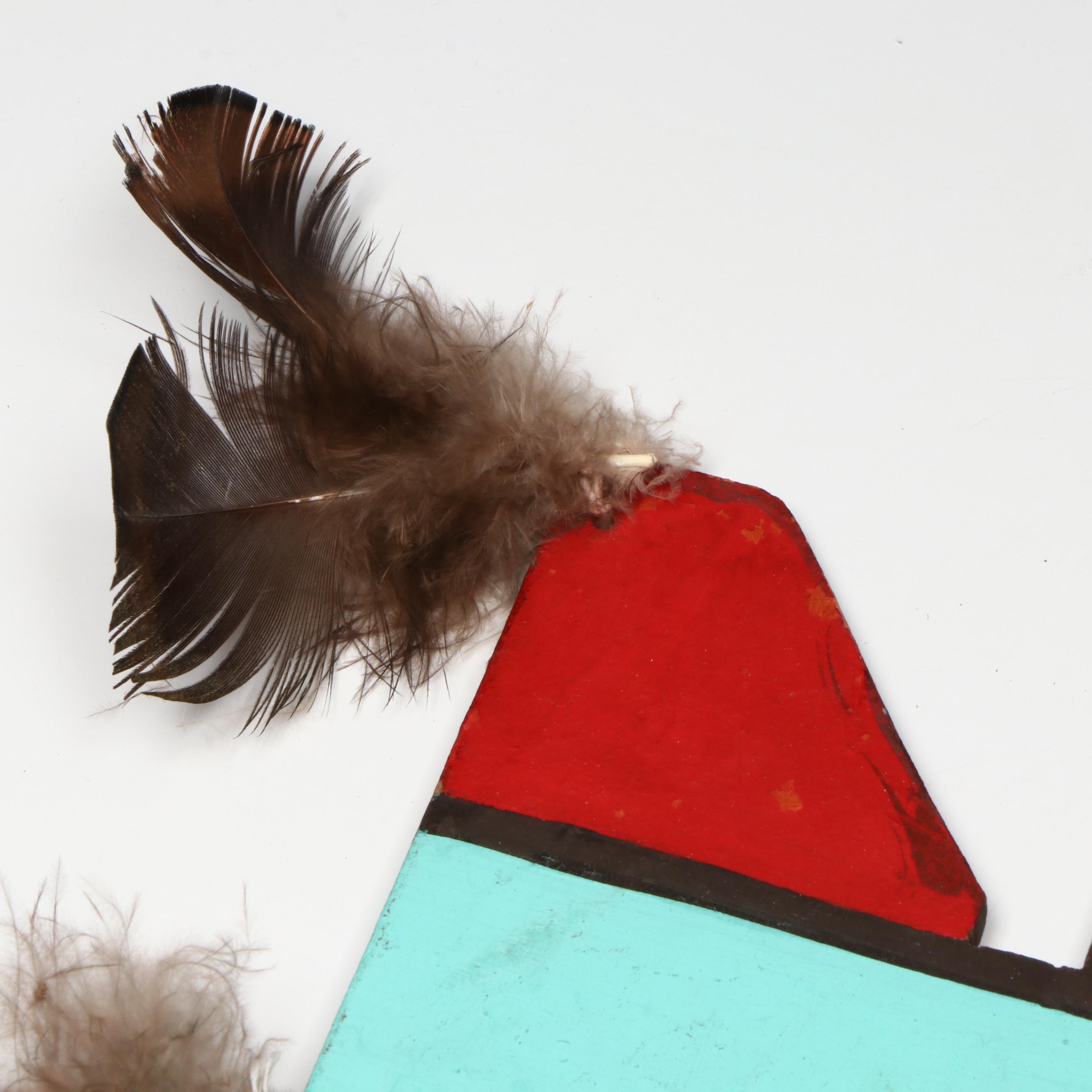 Indigenous Southwest Puebloan Polychrome Wood Headdress "Tablita"