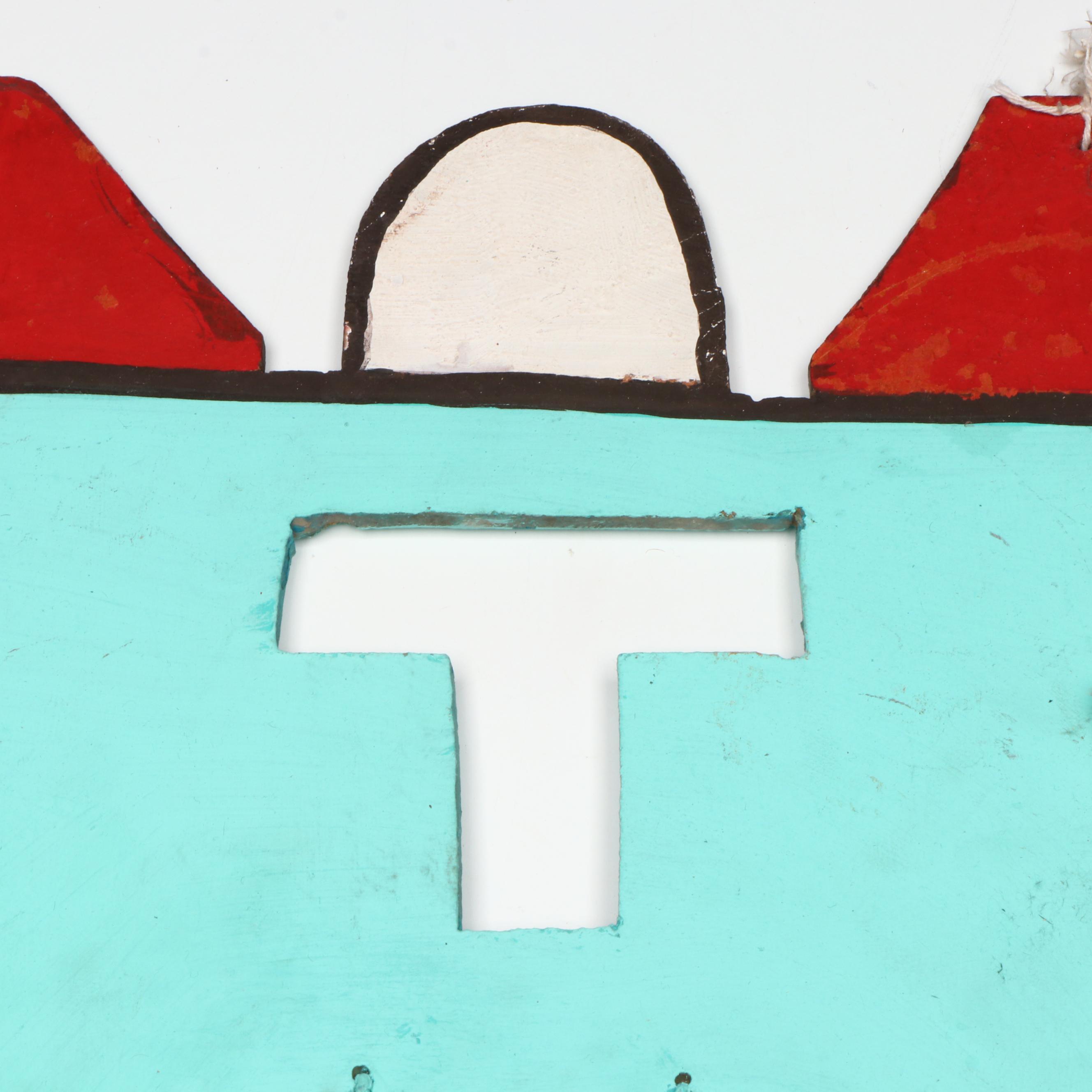 Indigenous Southwest Puebloan Polychrome Wood Headdress "Tablita"