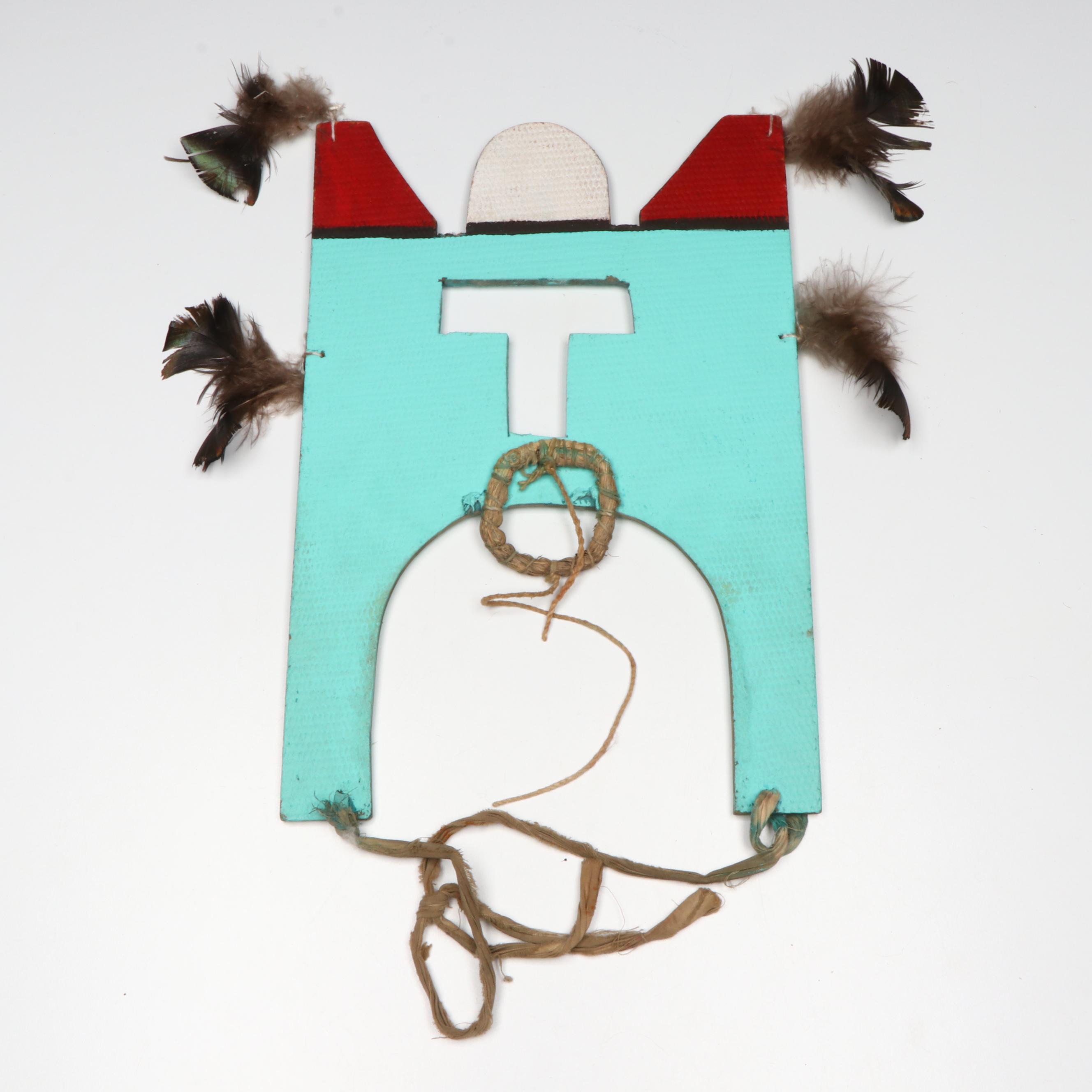 Indigenous Southwest Puebloan Polychrome Wood Headdress "Tablita"