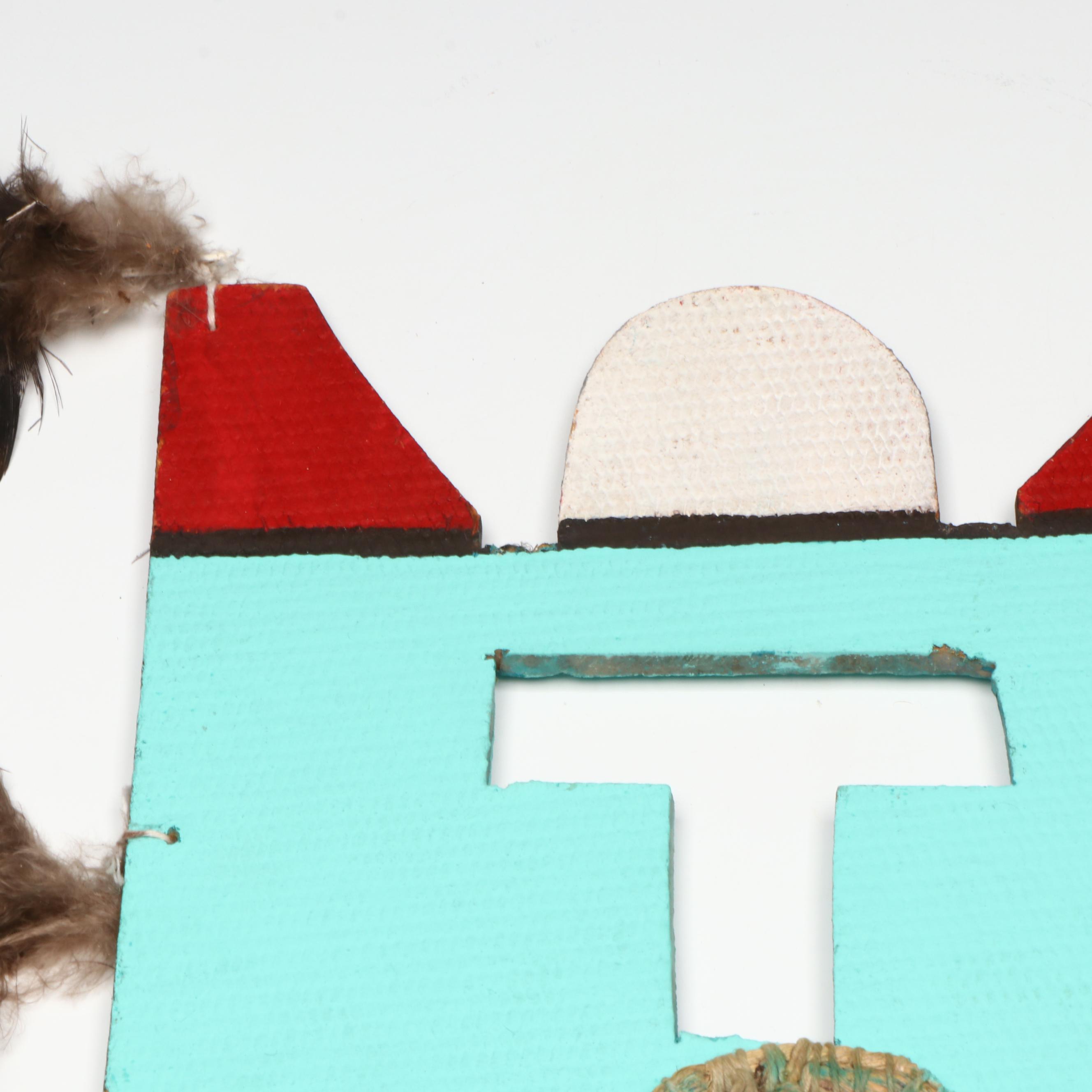 Indigenous Southwest Puebloan Polychrome Wood Headdress "Tablita"