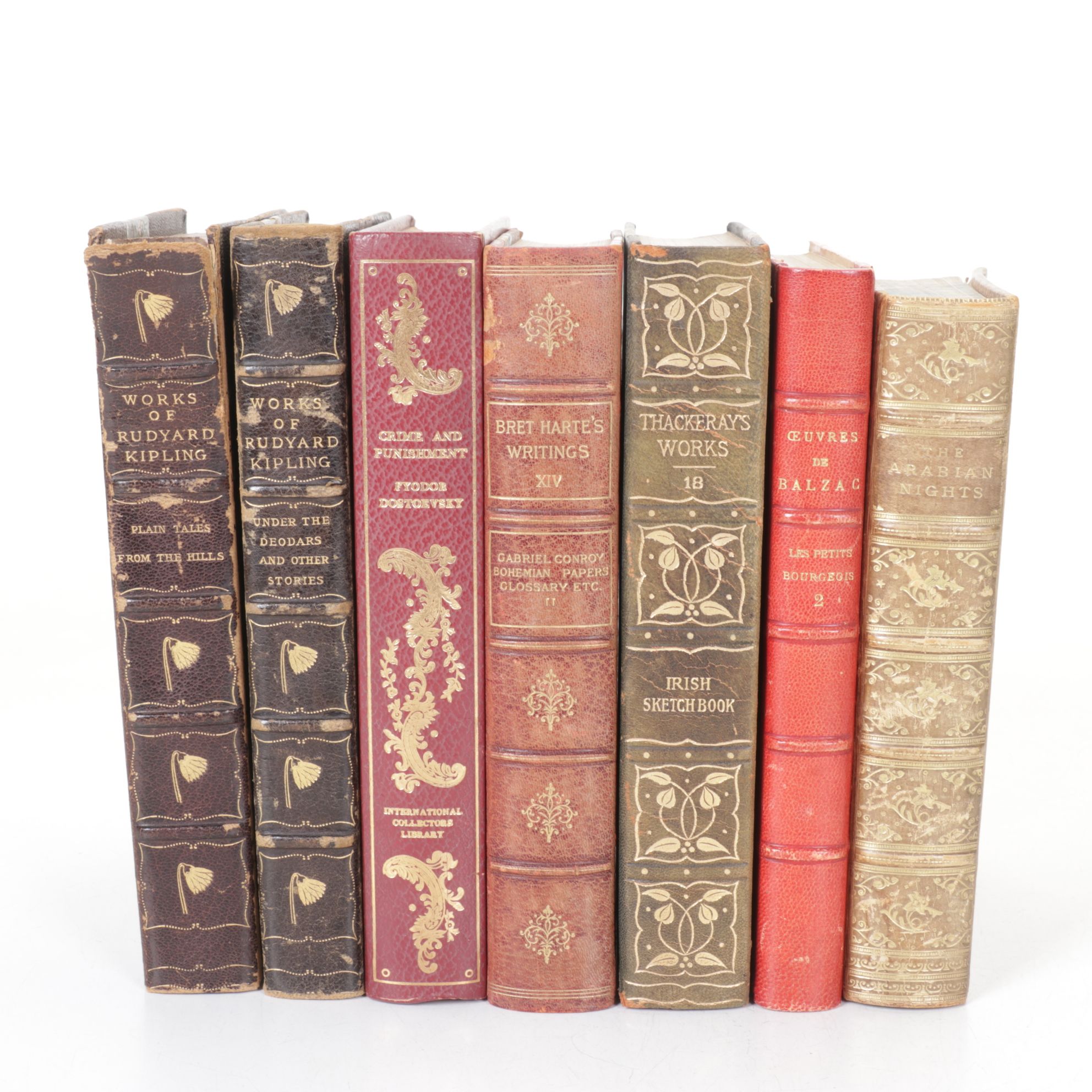 "The Arabian Nights" and Six Other Leather Bound Fiction Books