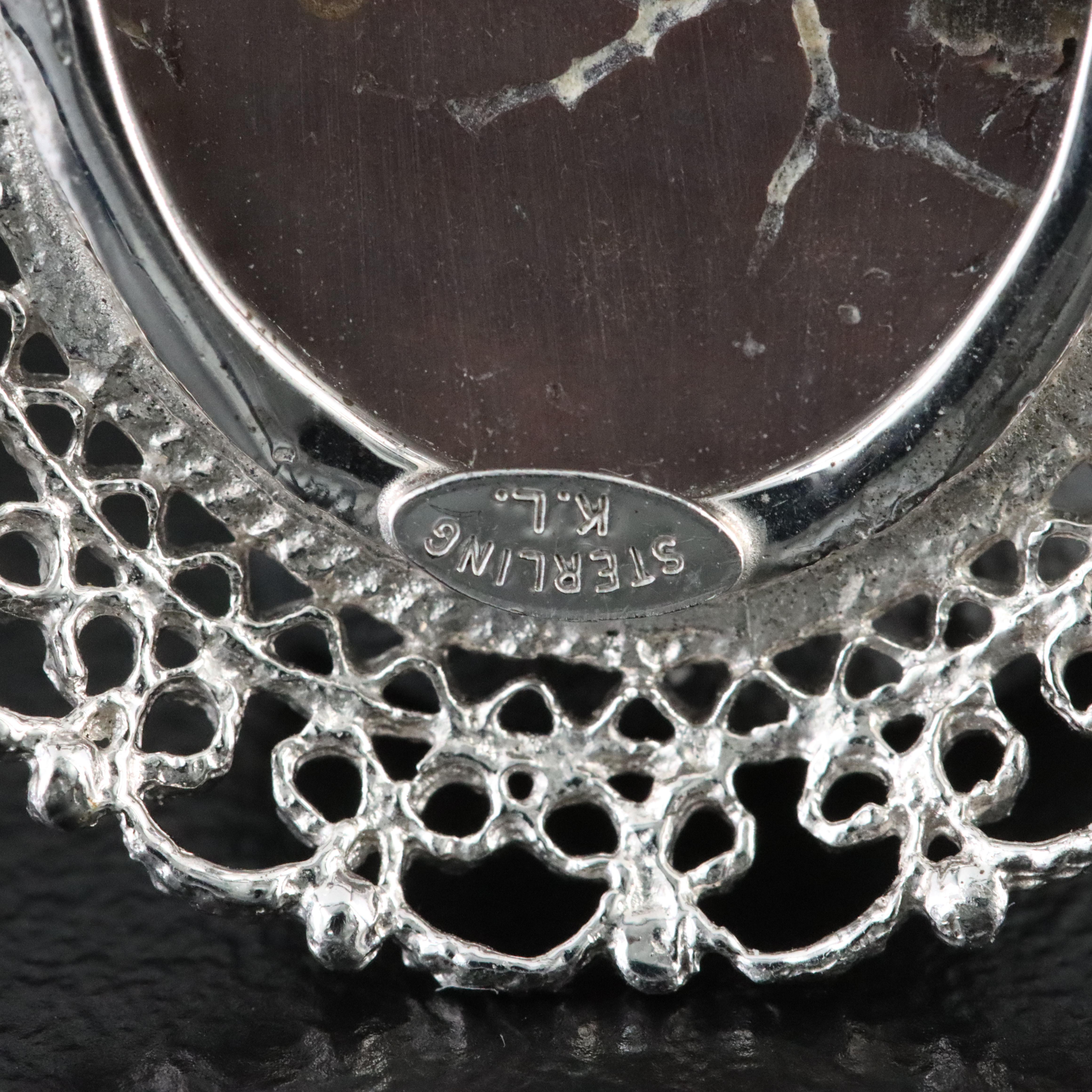 Sterling Mother of Pearl Cameo Converter Brooch