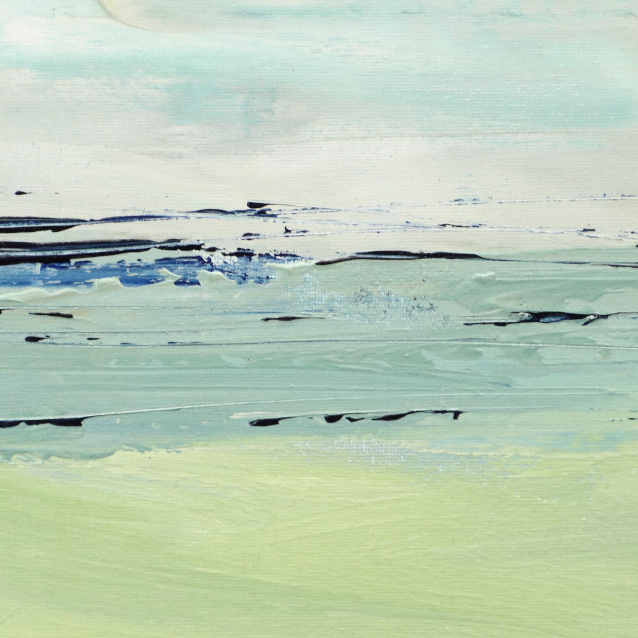 Lee Hafer Acrylic Painting Abstract Aqua Composition, 21st Century