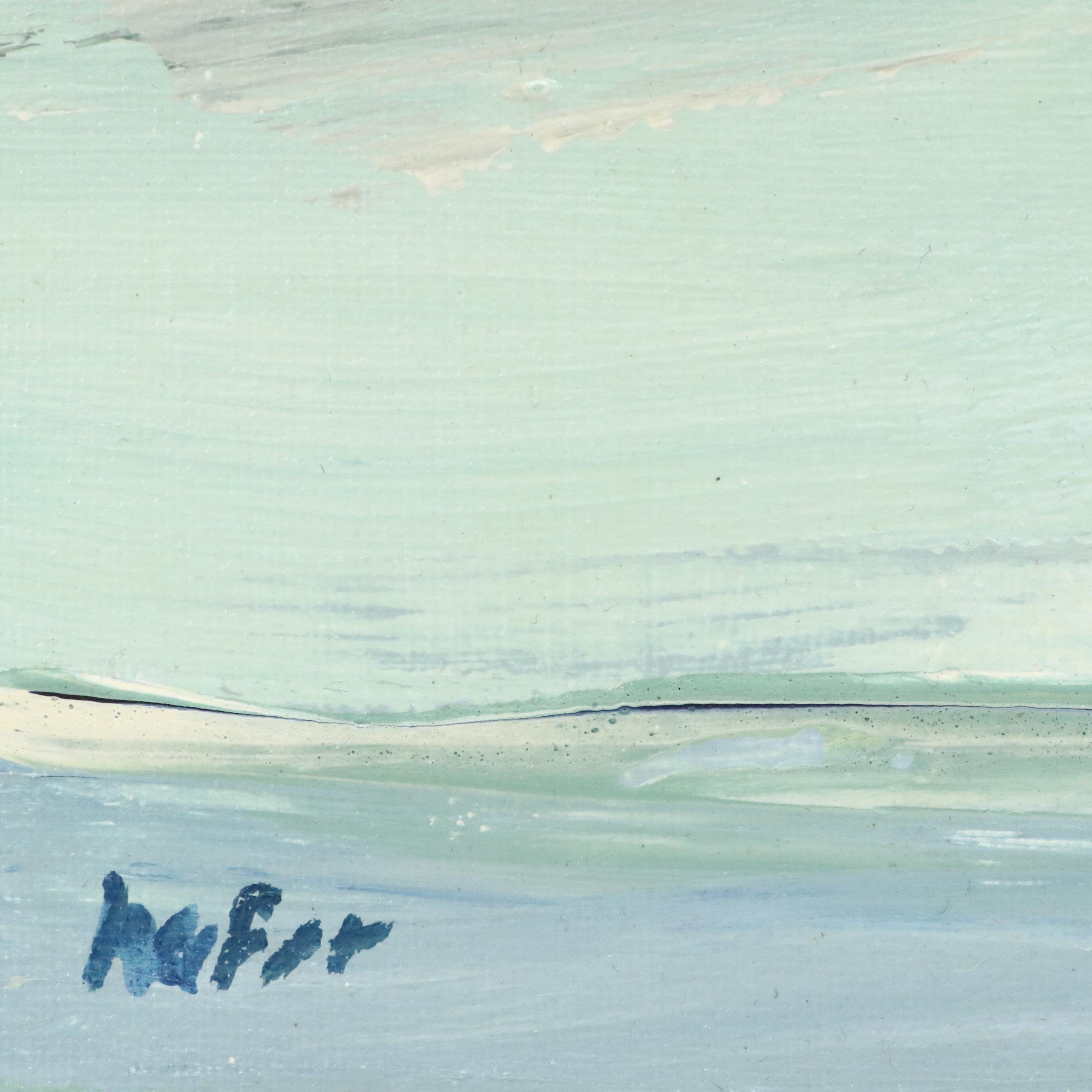 Lee Hafer Acrylic Painting Abstract Aqua Composition, 21st Century