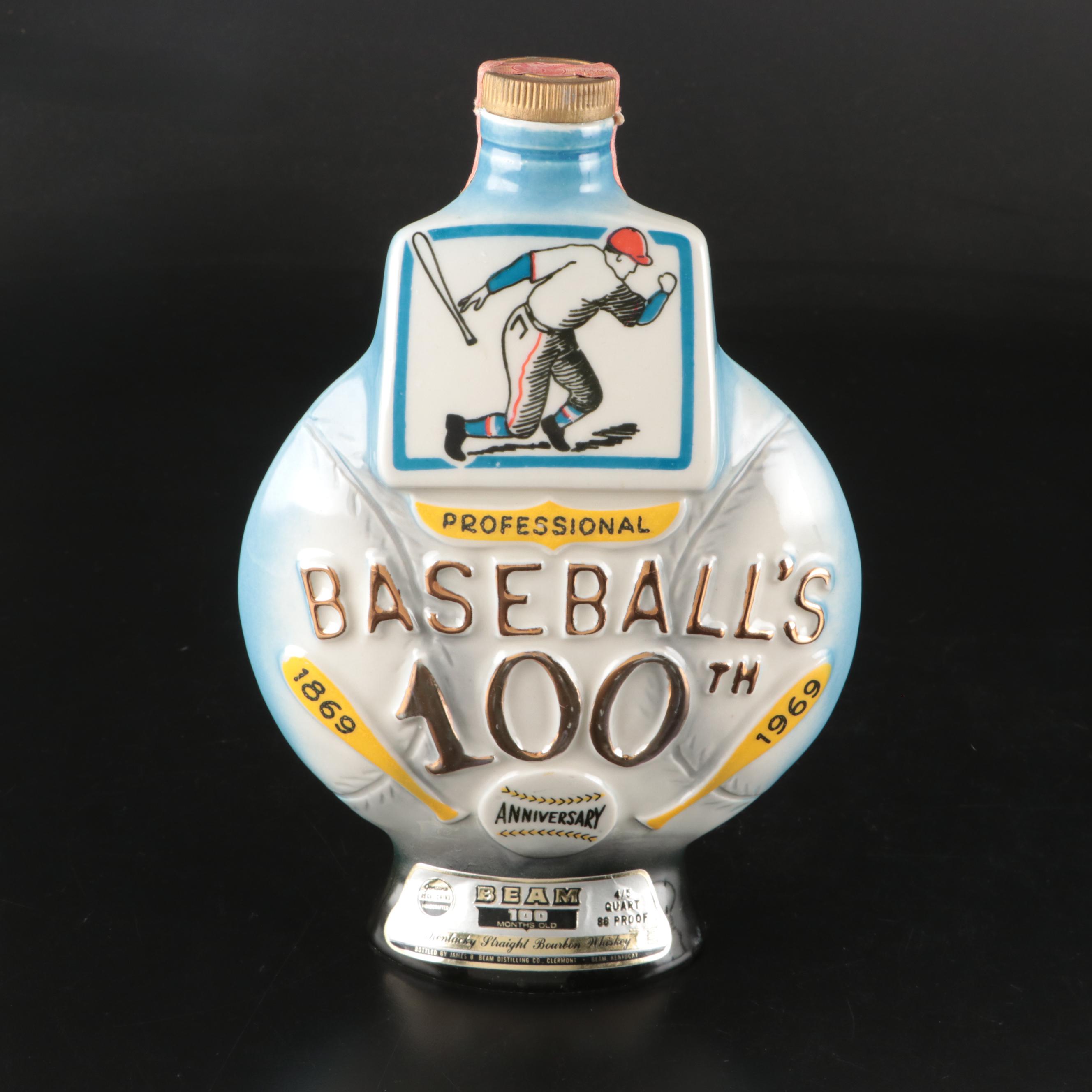 Professional Baseball Commemorative Ceramic Decanter with Other Metal Plate