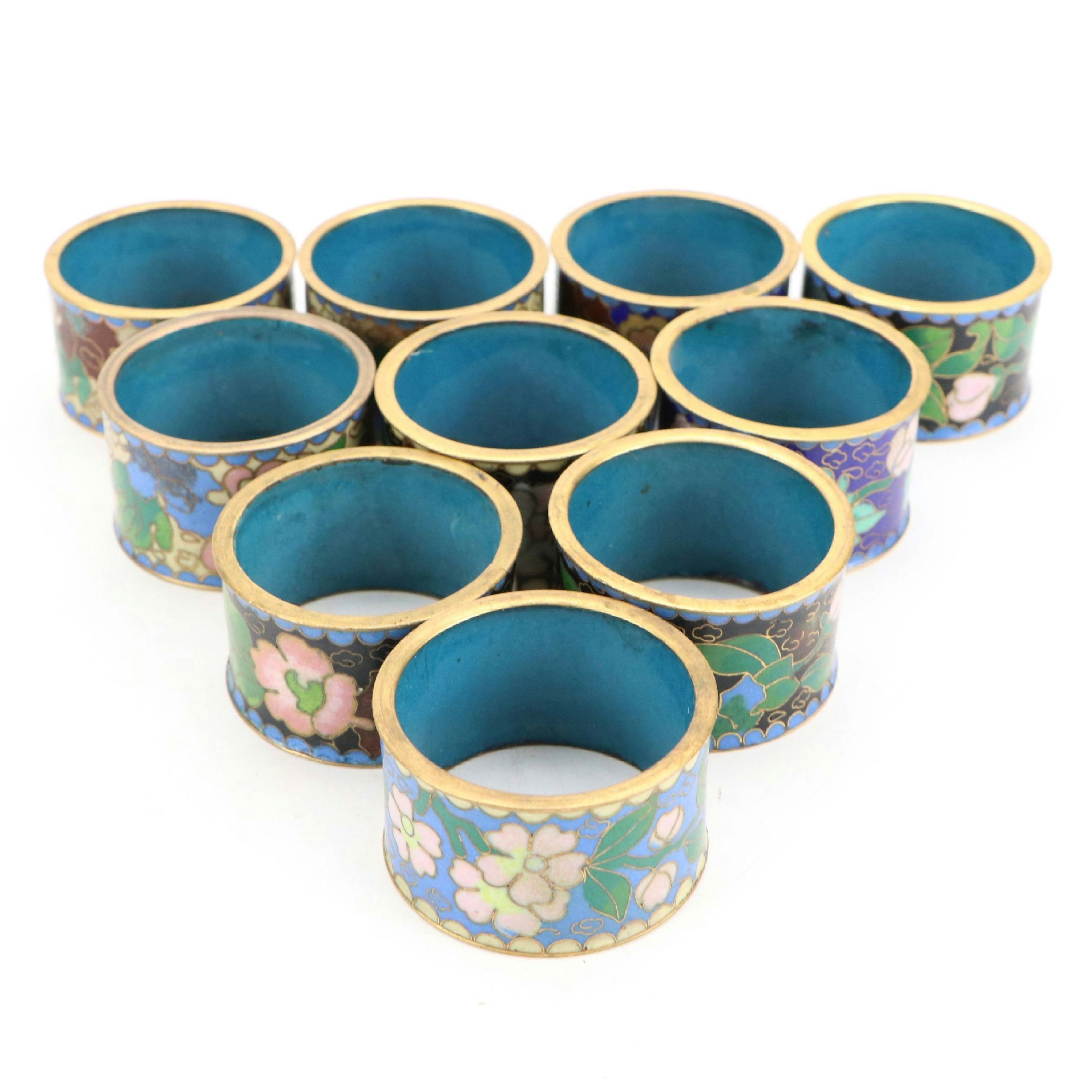 Enamel Floral Napkin Rings