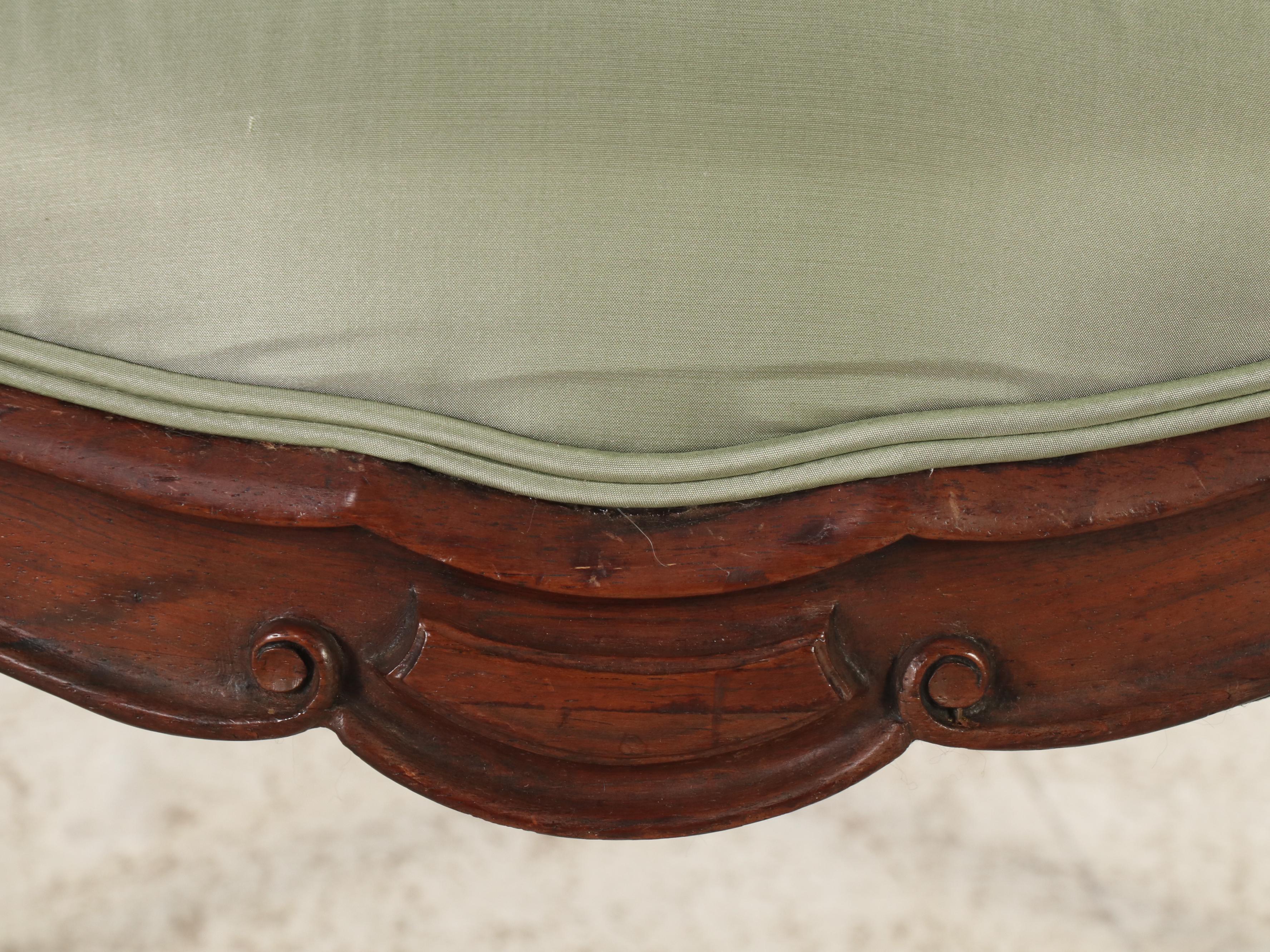 Rococo Revival Carved Mahogany Upholstered Side Chair, Early 20th Century