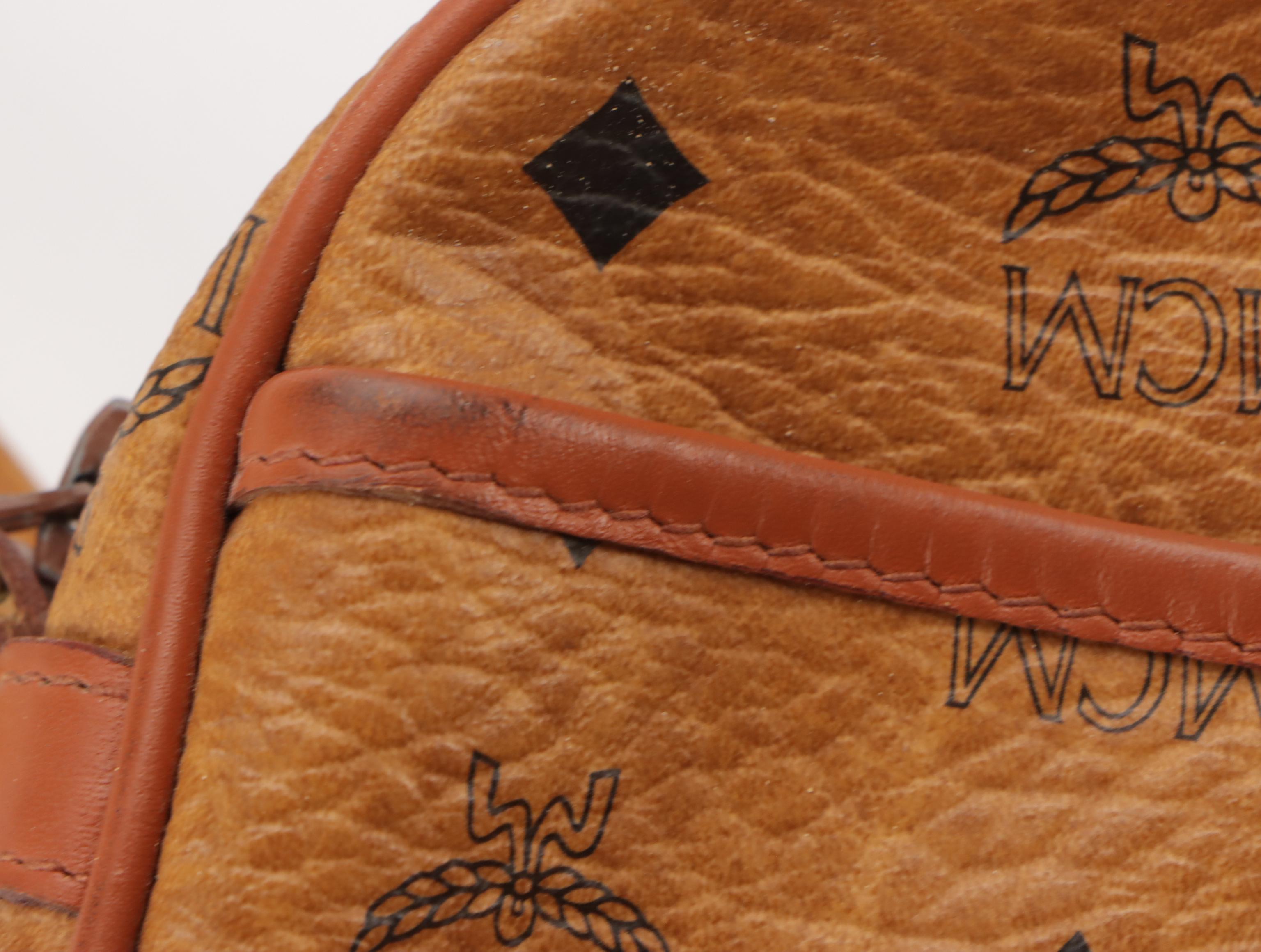 MCM Golf Collection Crossbody Bag in Cognac Visetos Canvas and Leather